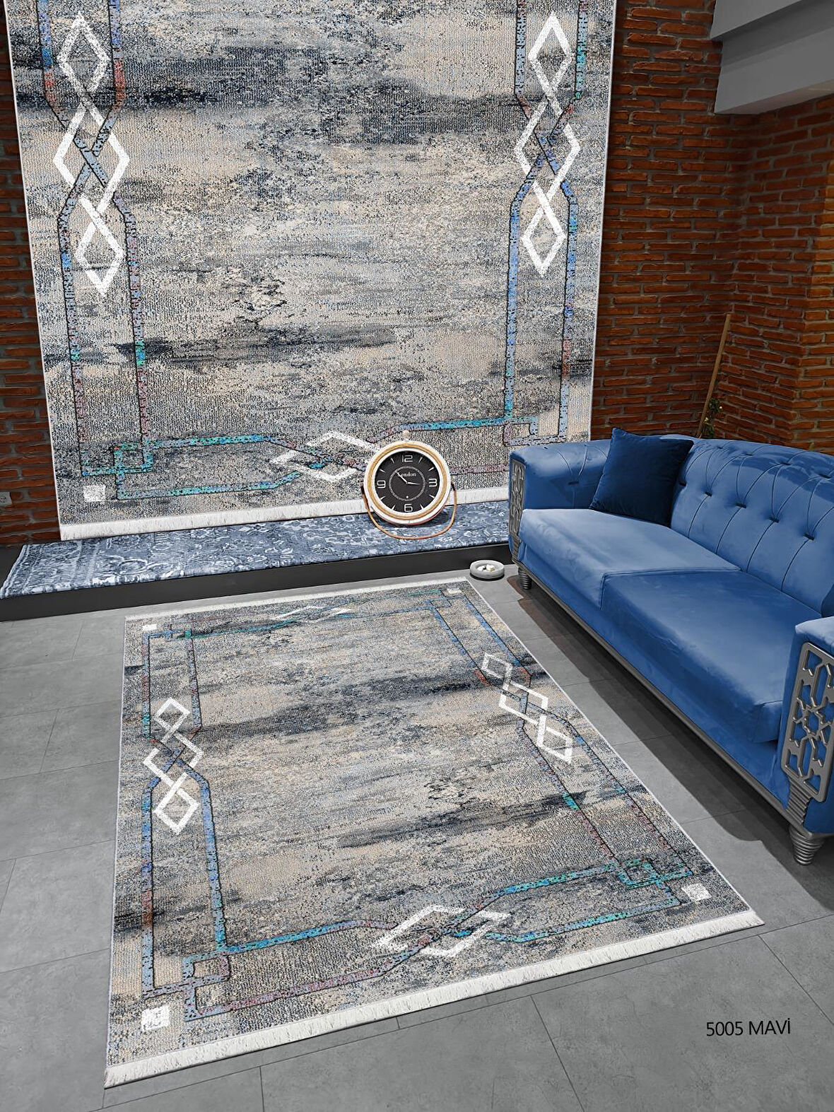Hitit Kesme Oda Halısı 120x180 Lidya Lüx 5005 Mavi