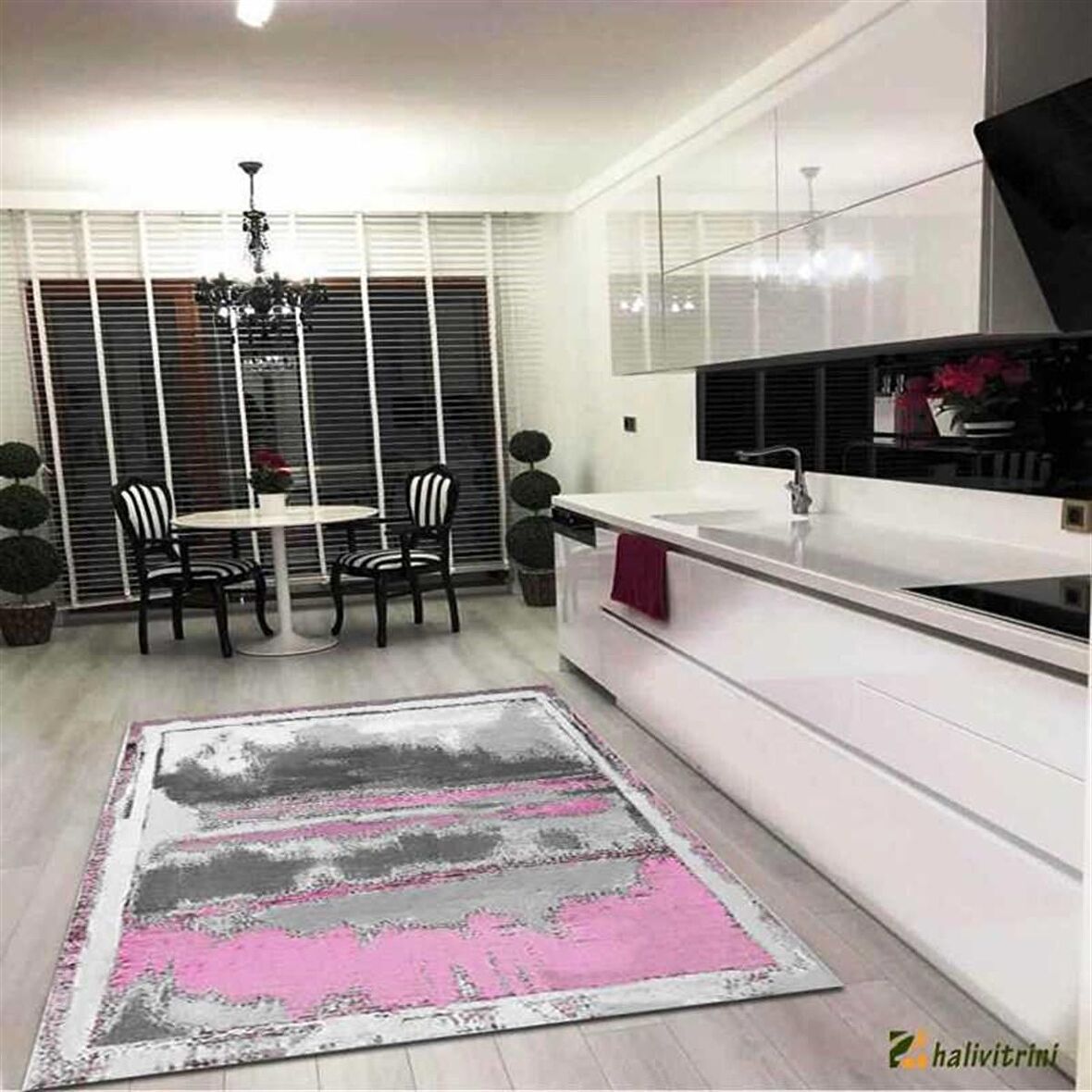 Hitit Yolluk Halısı Modern 100x300 Lidya Lüx 4054 Pembe
