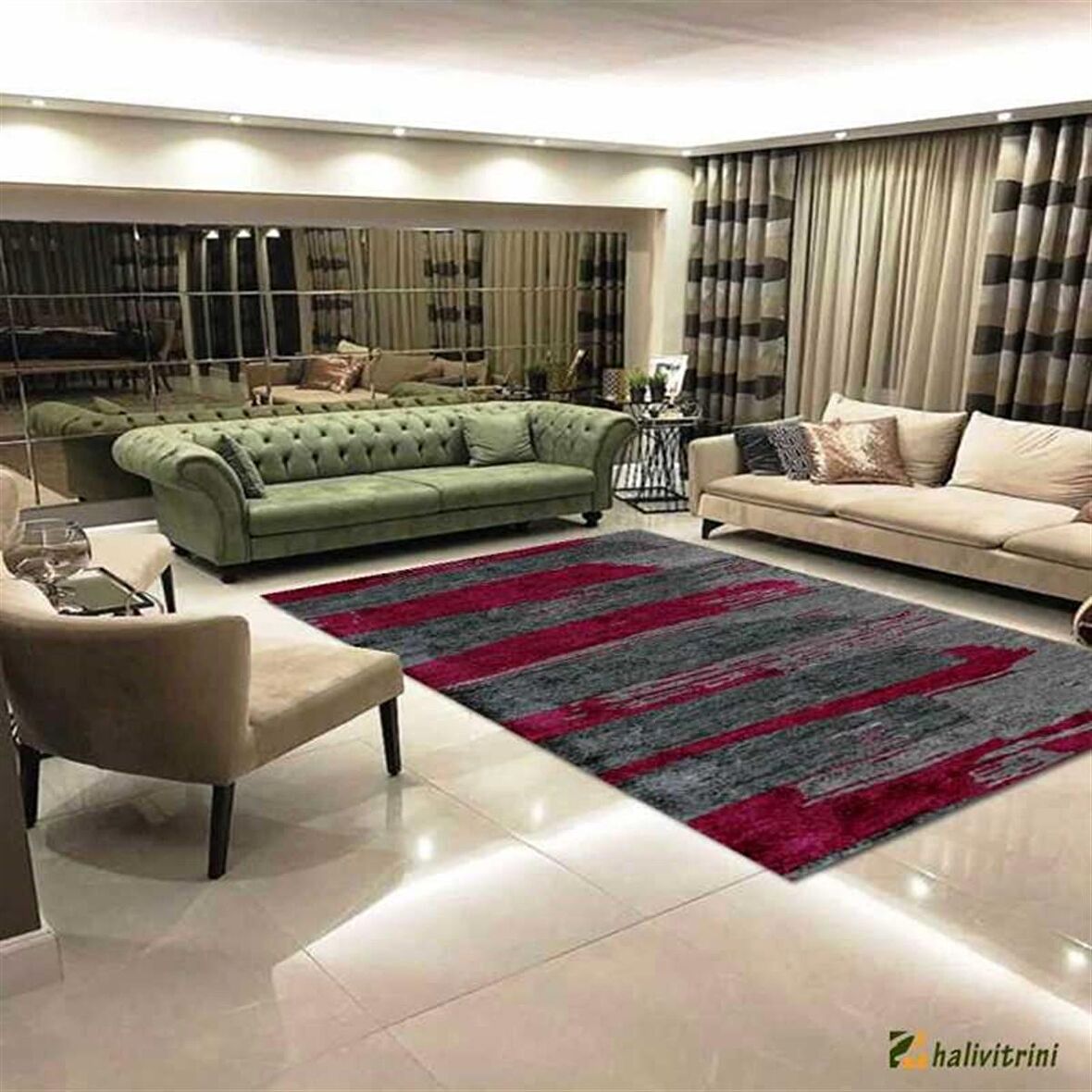 Hitit Yolluk Halısı Modern 80x300 Lidya Lüx 4127 Bordo