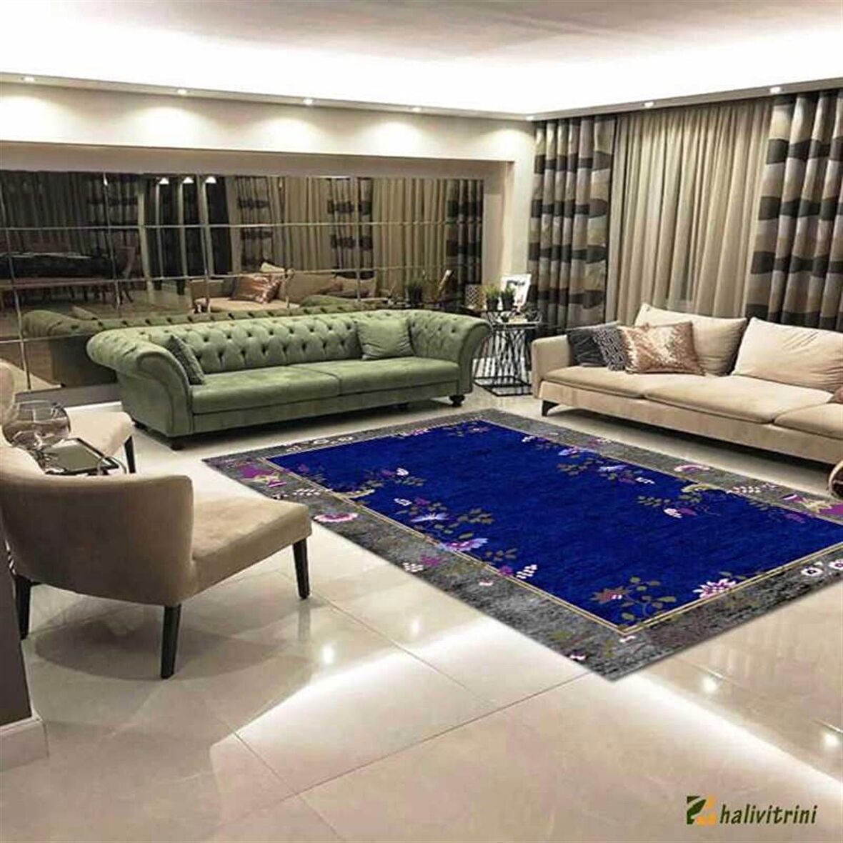 Hitit Yolluk Halısı Modern 80x200 Lidya Lüx 4111 Mavi