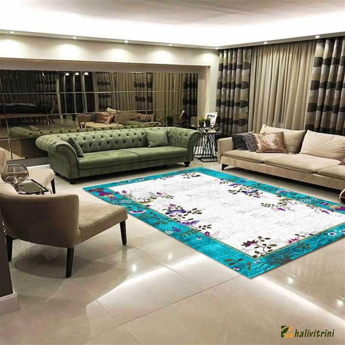 Hitit Yolluk Halısı Modern 80x200 Lidya Lüx 4116 Mavi