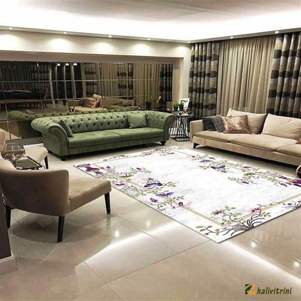 Hitit Yolluk Halısı Modern 80x200 Lidya Lüx 4118 Beyaz