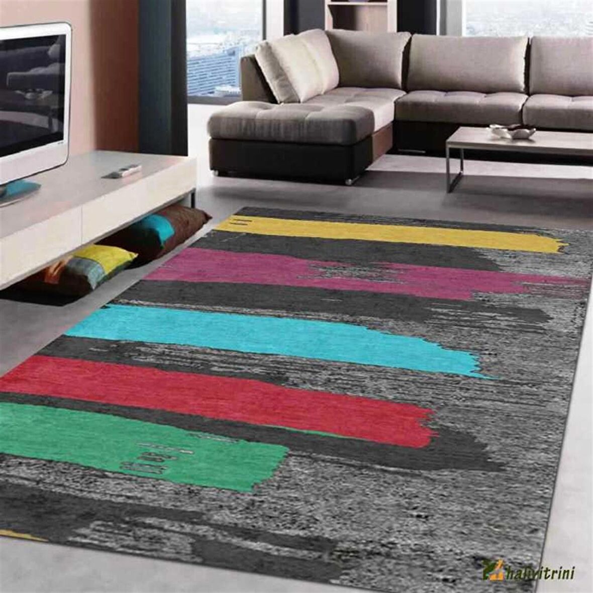 Hitit Yolluk Halısı Modern 80x140 Lidya Lüx 4135 Gri