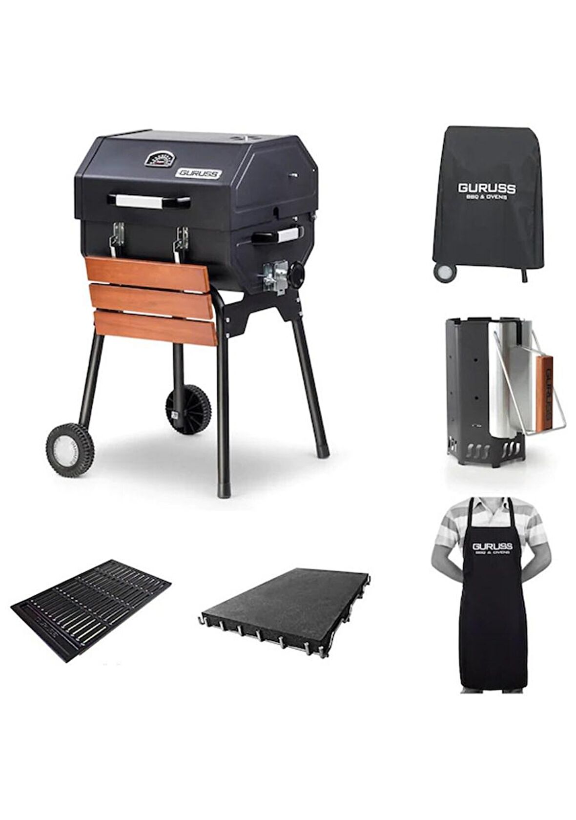 Guruss CG-050 Kömürlü Barbekü Mangal Tam Set Siyah