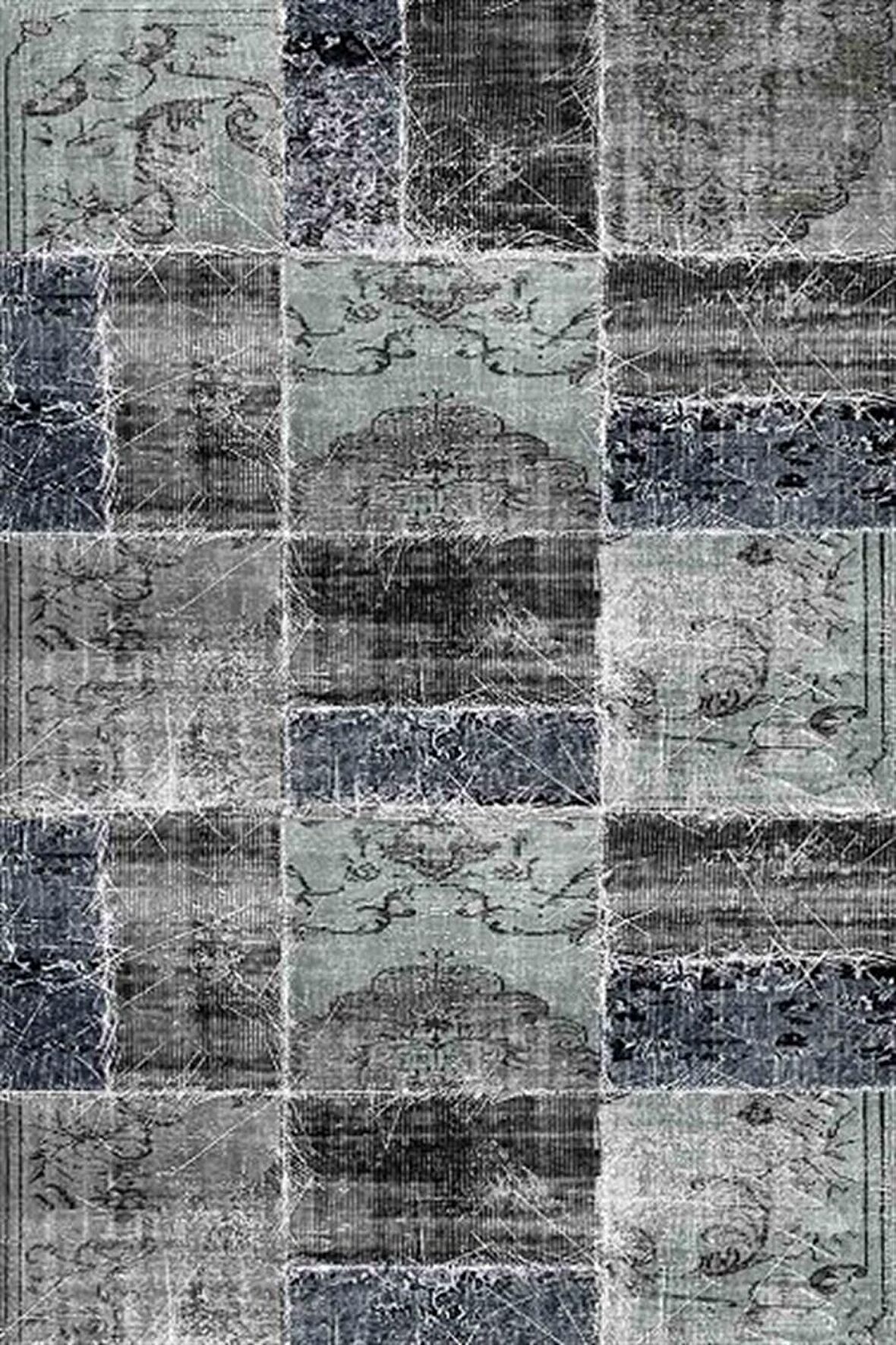 Kreasyon Dijital Yolluk Halısı Patchwork 80x150 Pandora 2749 Gri
