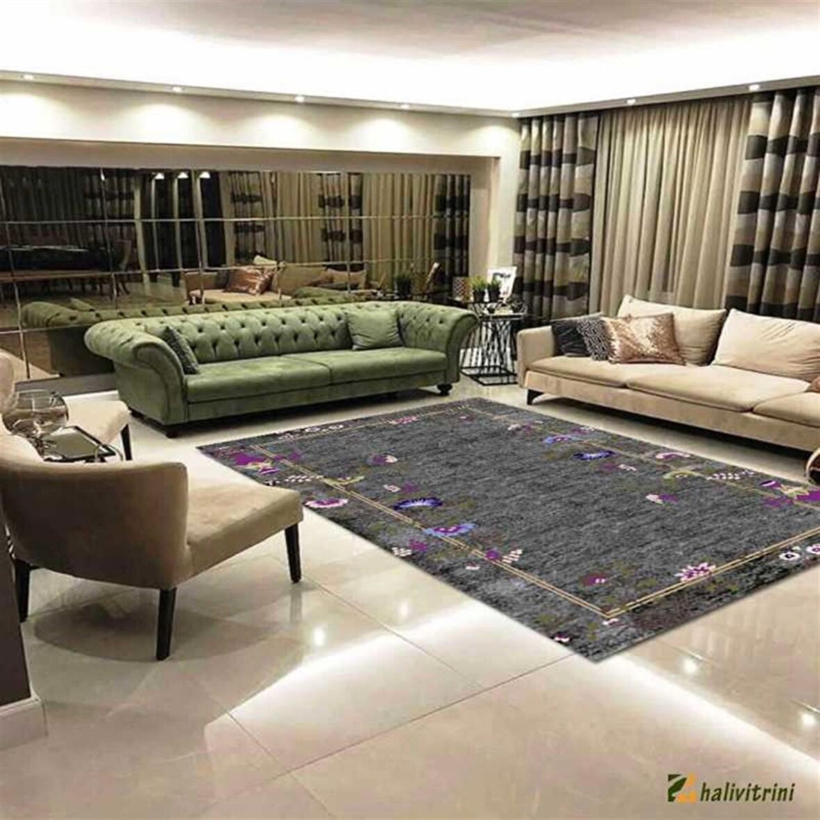 Hitit Salon Halısı Modern 180x280 Lidya Lüx 4120 Gri