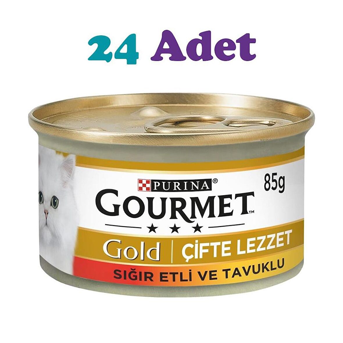 Gourmet Gold Parça Etli Sığır Etli ve Tavuklu Kedi Konservesi 85g (24 Adet)