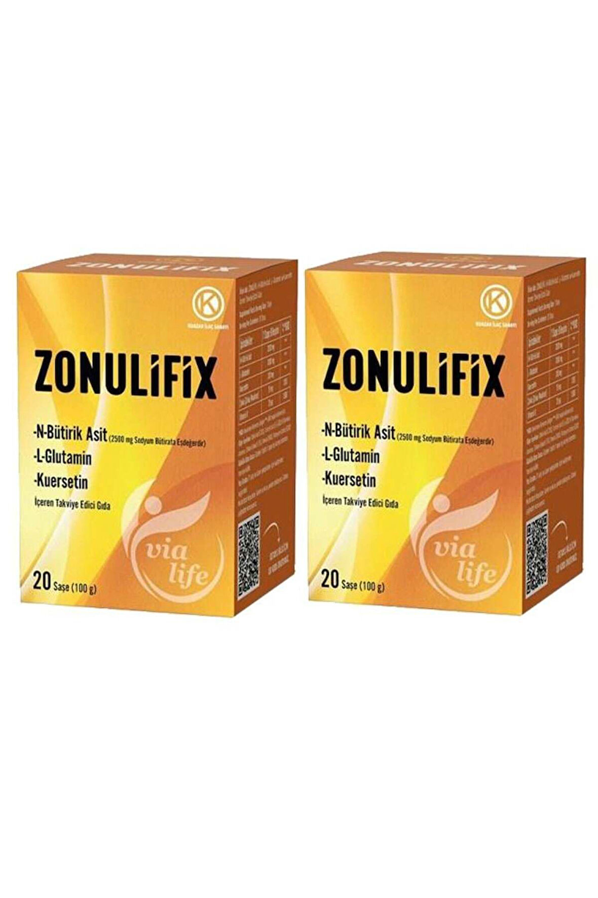 Zonulifix N-bütirik Asit, L-glutamin, Kuersetin 20 Şase - 2'li