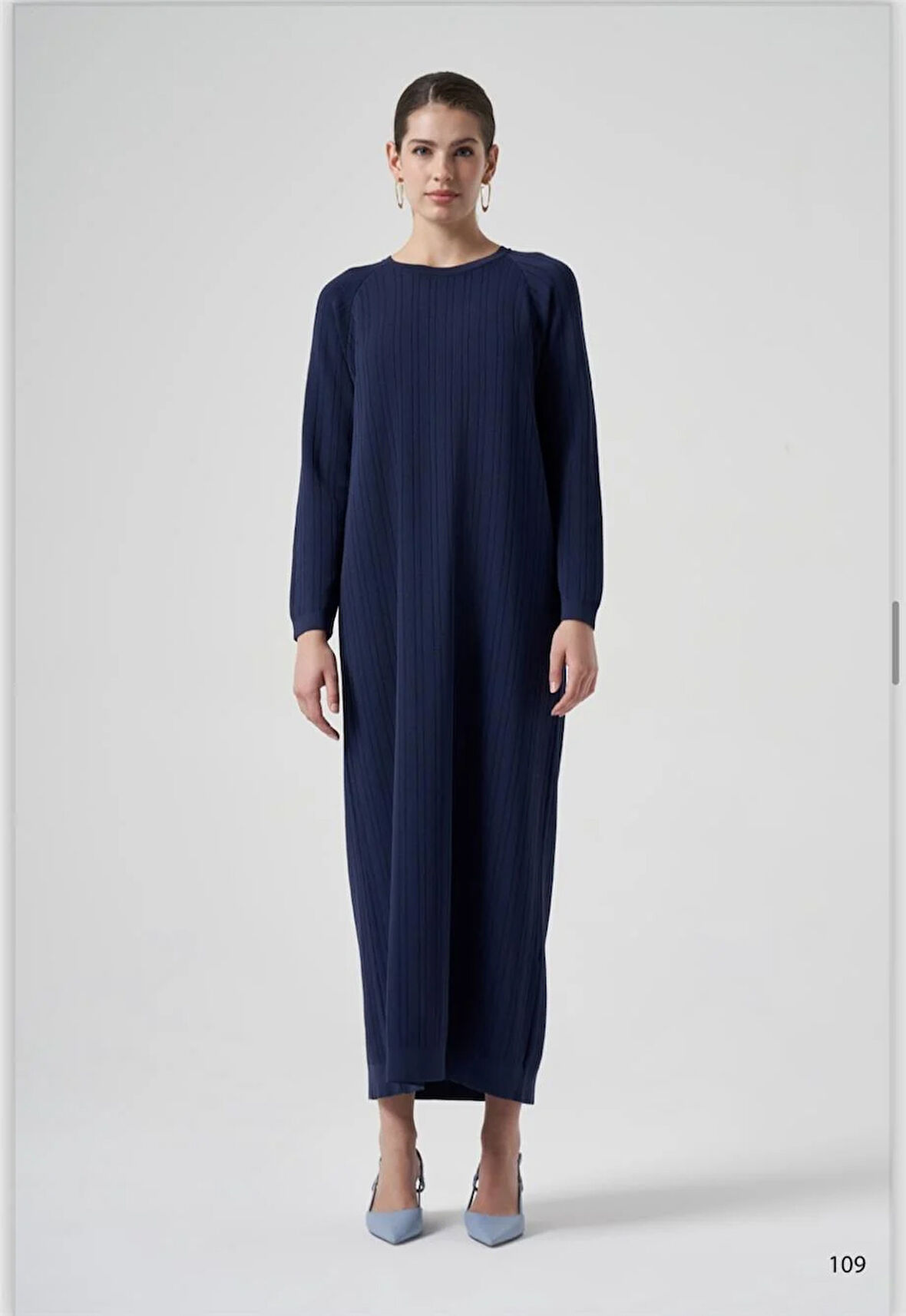 Nuss Dikiş Detaylı Elbise 1414 Lacivert