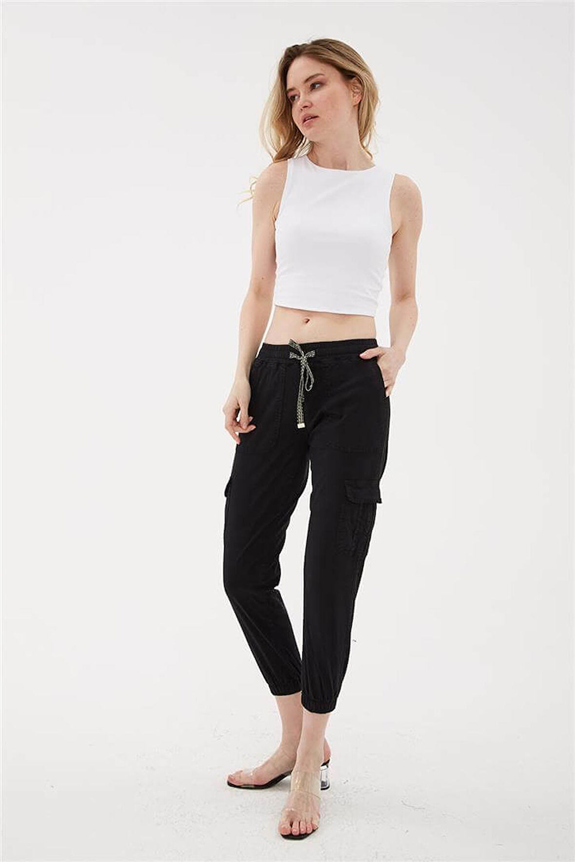 Kargo Cep Jogger Pantolon Siyah