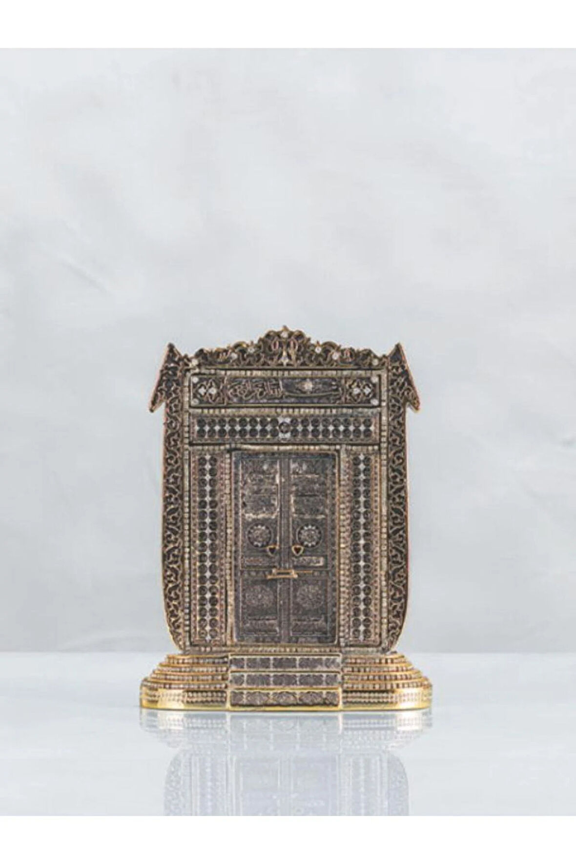 Elif Gemi Kabe Kapısı Duvar Süsü – Altın & Gümüş | 30x31 cm Manevi Hediyelik Eşya