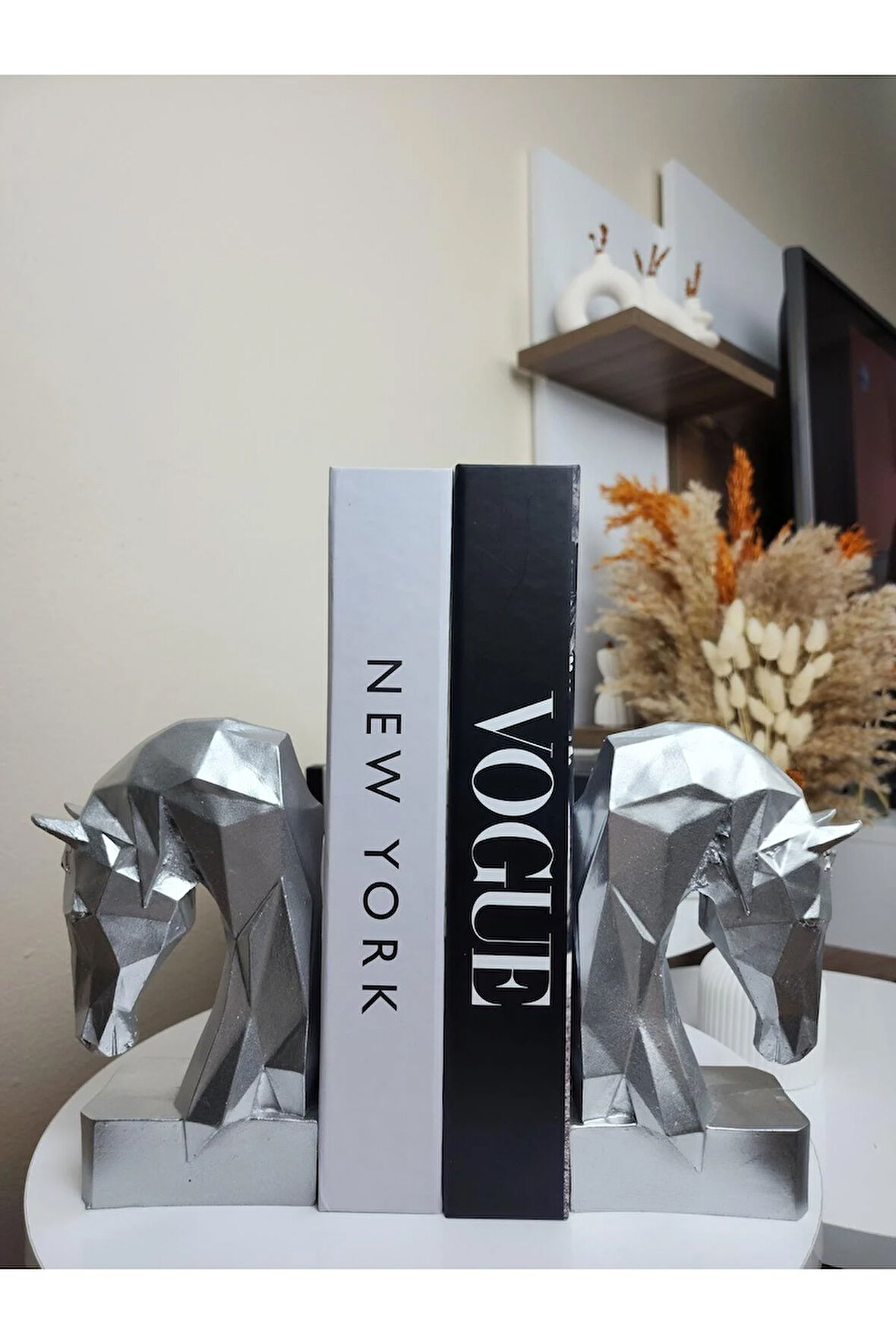 2' Li Gümüş Polyester Kübik At Kitap Tutacağı