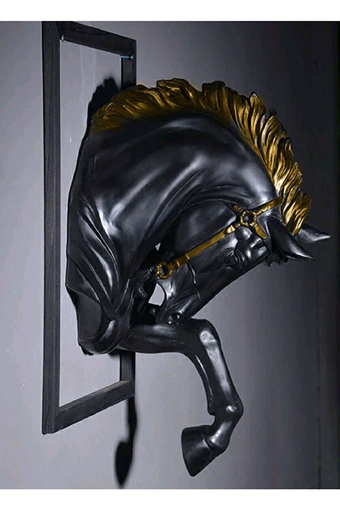 Dekoratif Duvar At Kafası (48CMX28CM) Altın