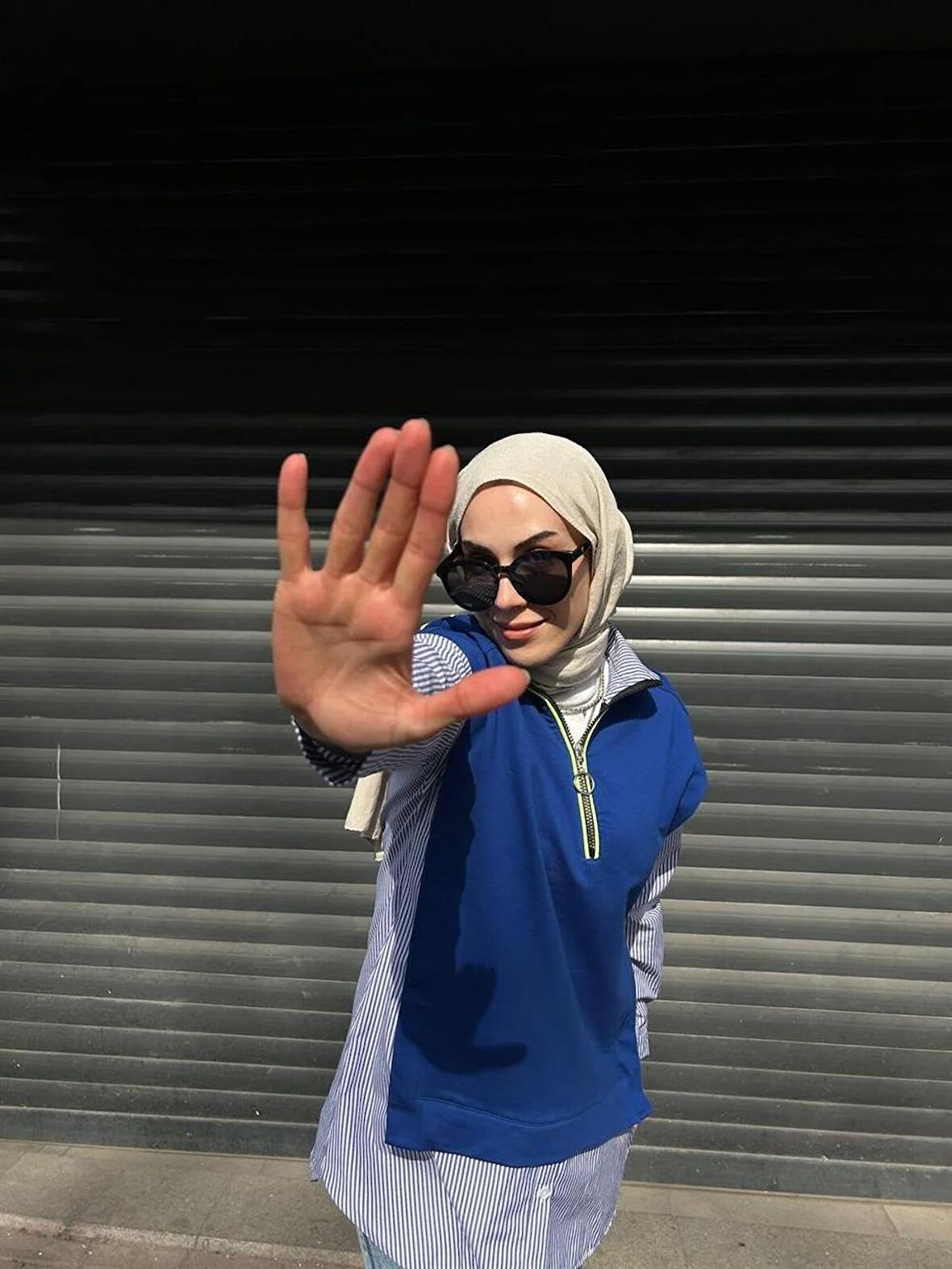 Ladin Sweat Yaka Detaylı Gömlek - 71085 - Saks