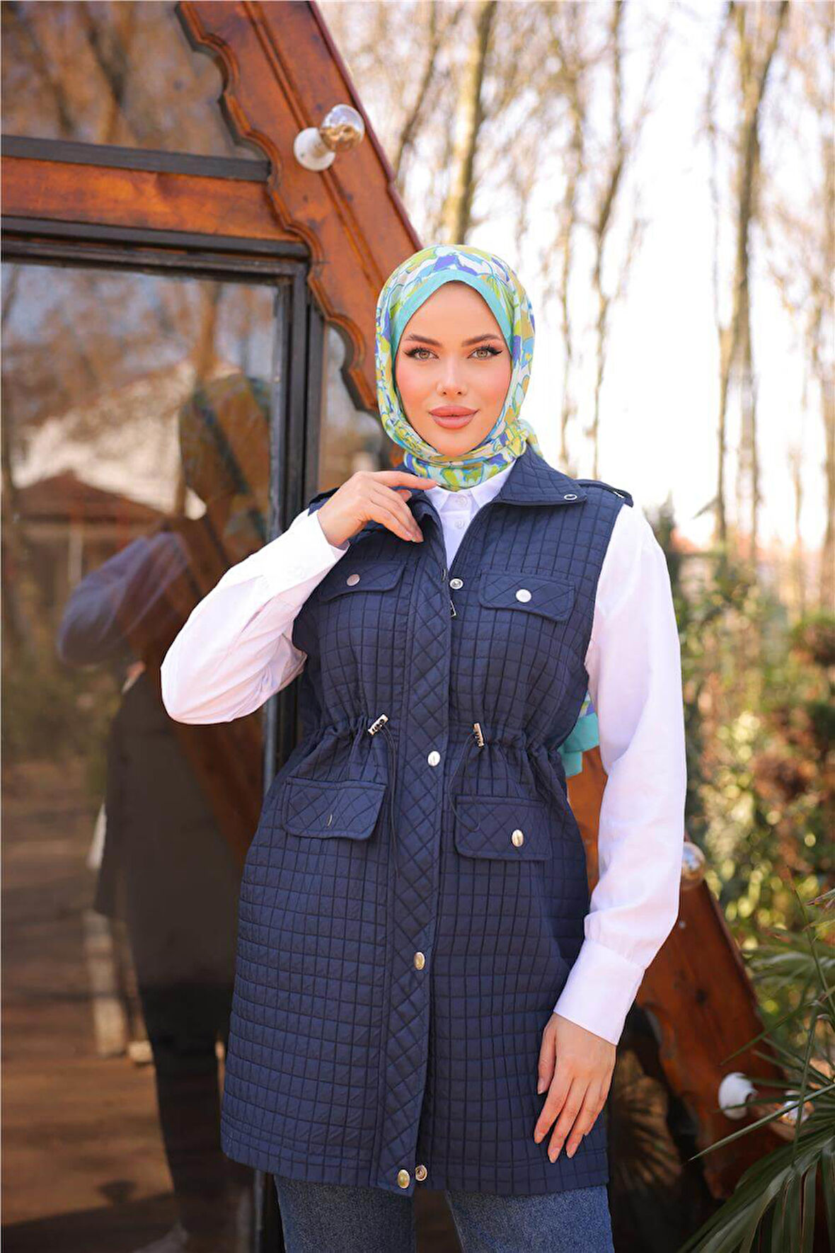 Belden Lastikli Çıtçıtlı Dört Cepli Kapitone Yelek - 71256.015 - Lacivert