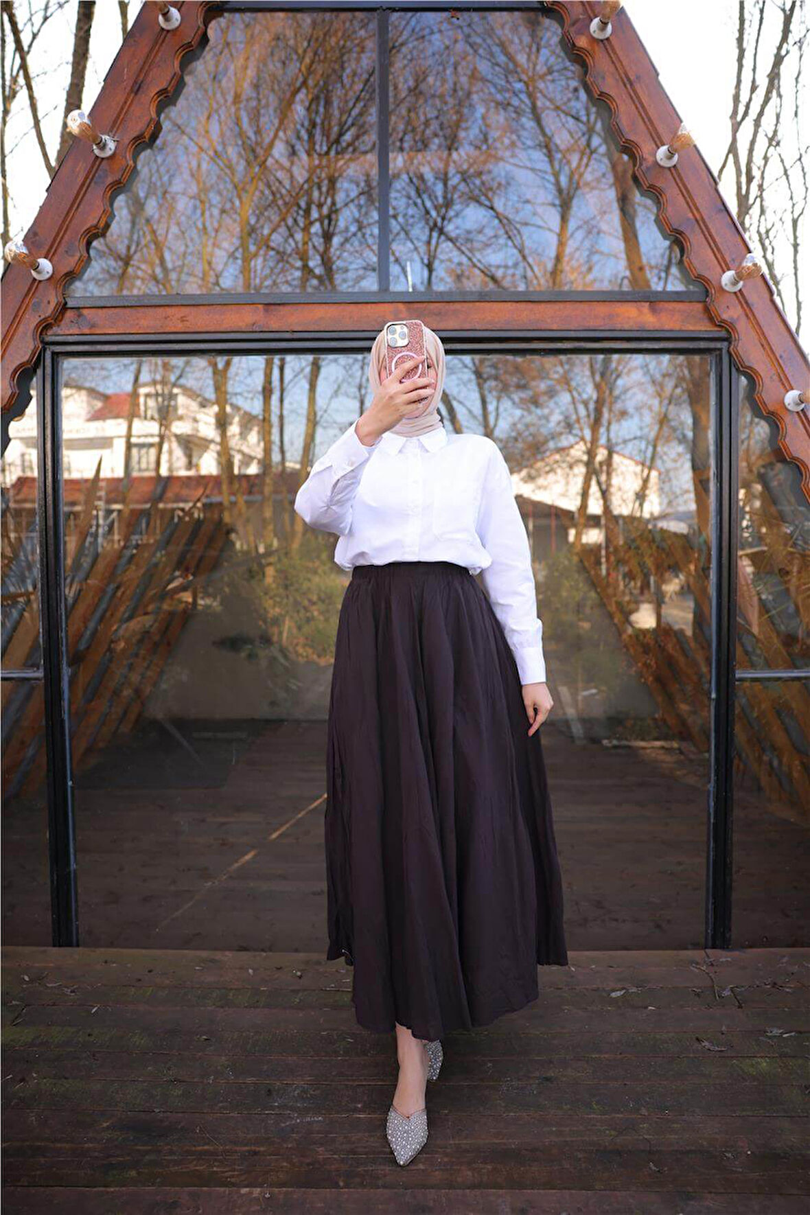 Beli Lastikli Kırışık Detaylı Uzun Etek - 71258.005 - Haki