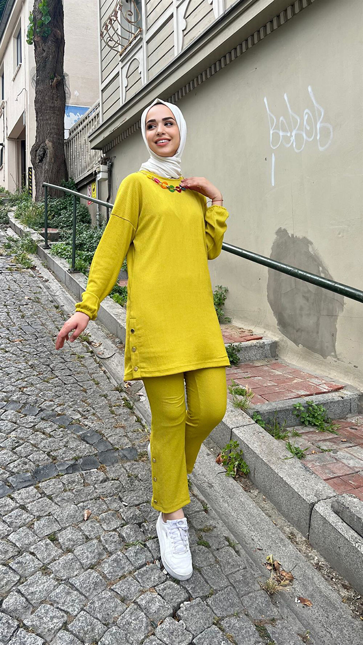 Candy Kolye Detaylı Tunik Pantolon İkili Takım - 71136.108 - Yağ Yeşili