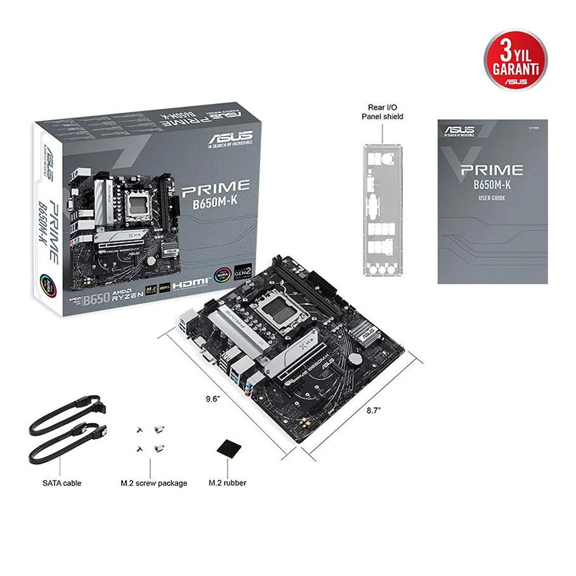 ASUS PRIME B650M-K AM5 DDR5 SES GLAN HDMI/VGA SATA3 USB3.2 mATX