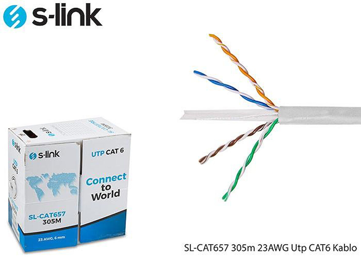 S-LINK SL-CAT657 CAT6 305m 23AWG Utp Gri Kablo