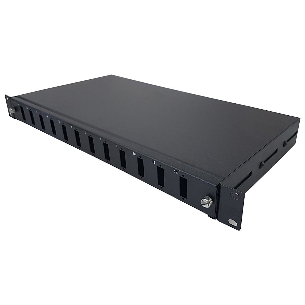 FİBER PANEL 1U 12 PORT KASETLİ SC-DX SİYAH