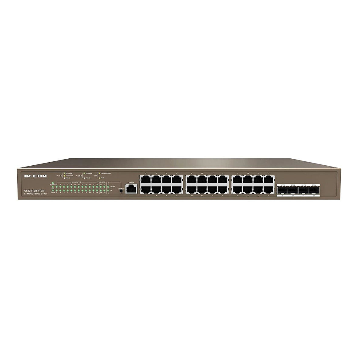 IP-COM G5328P-24-410W 24GE PoE Port ( 370W), 4xSFP L3 Cloud Yönetilebilir Switch