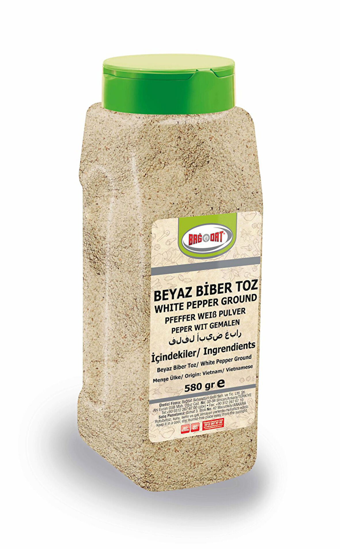Beyaz Biber Toz Büyük Pet 580 Gr.
