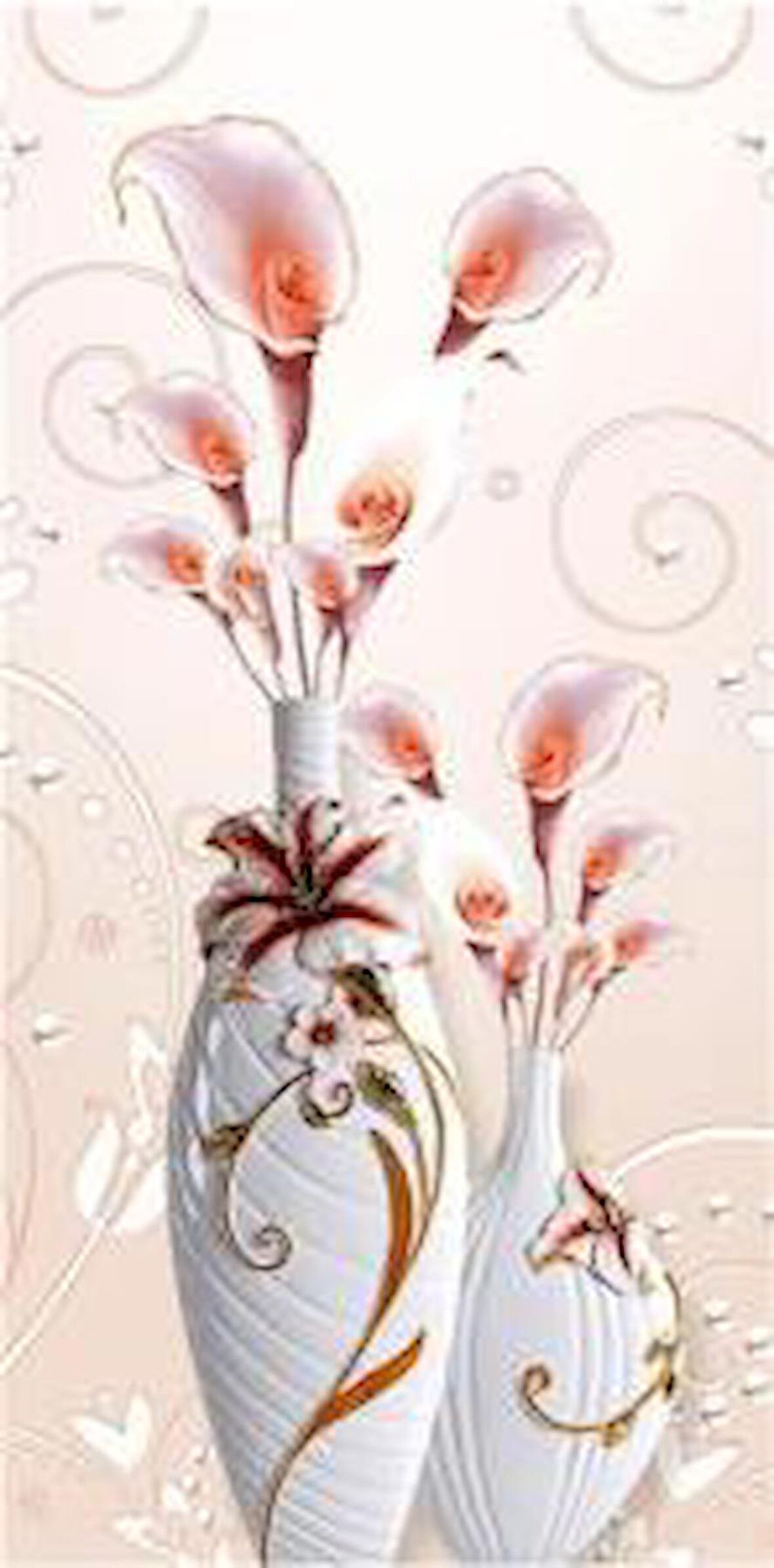 Movas Sanat Beyaz Vazodaki Çiçek  Elmas Mozaik Tablo / Kristal Tablo 25x50cm E20202013M
