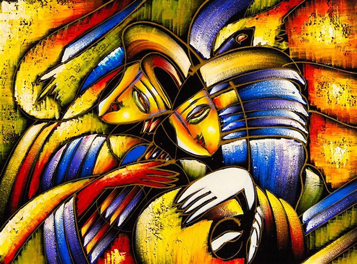 Movas Sanat Soyut Yüz Elmas Mozaik Tablo / Boncuk İşleme 50x35cm E20202382M