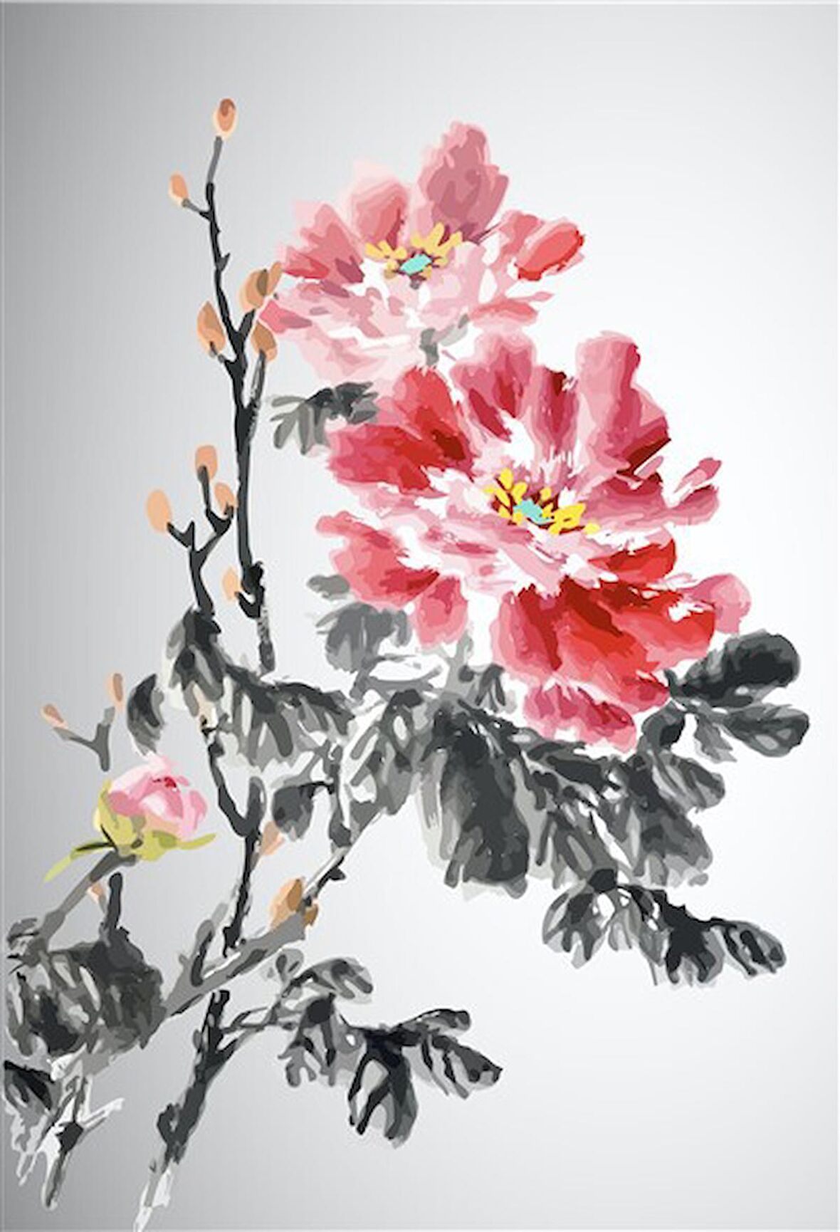 Movas Sanat Şakayık Çiçeği  Elmas Mozaik Tablo / Elmas Mozaik 40x60cm E20202394M