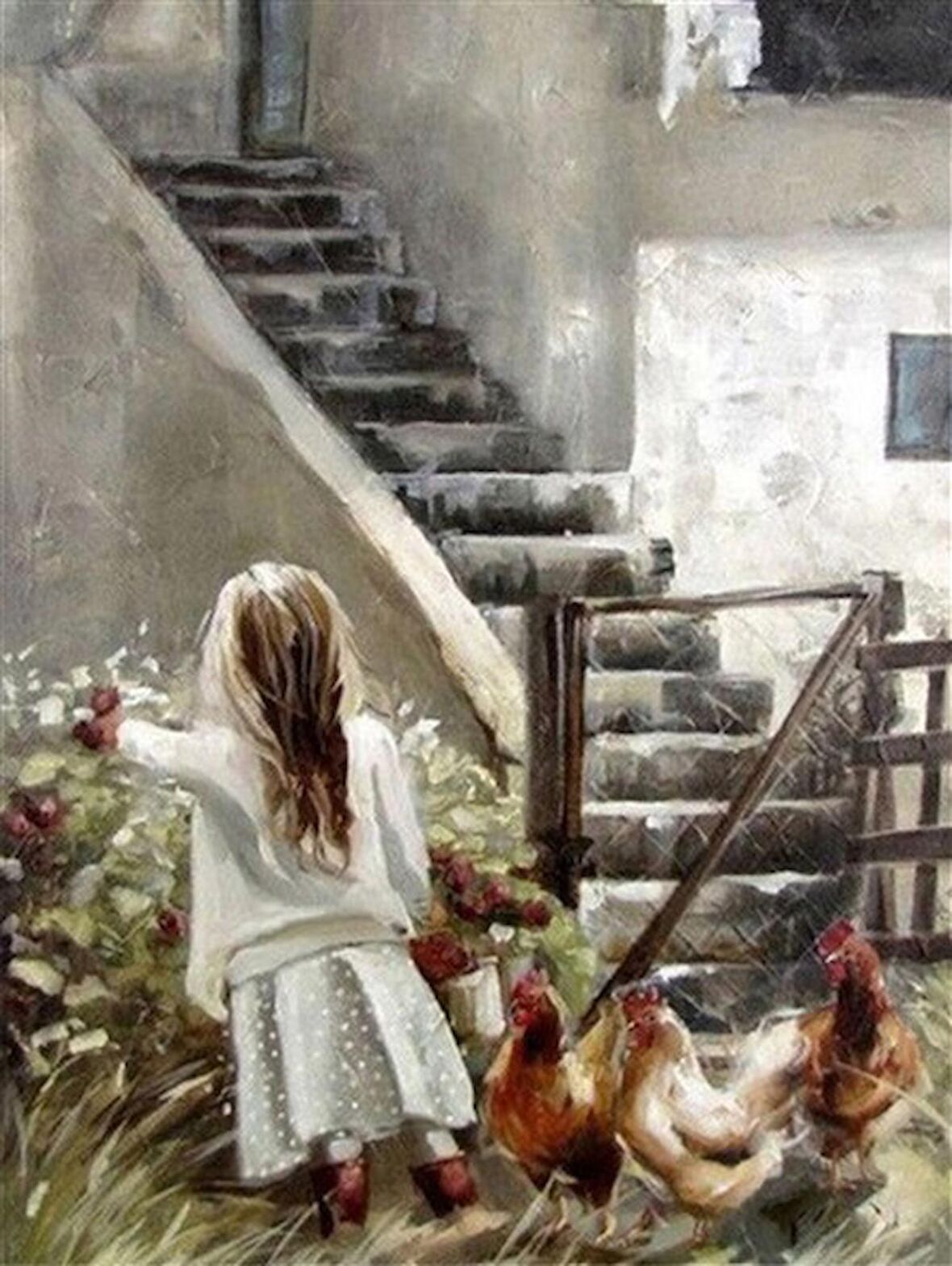 Movas Sanat Çiçek Toplayan Bir Kız Elmas Mozaik Tablo / Elmas Mozaik 40x55cm E20202411M