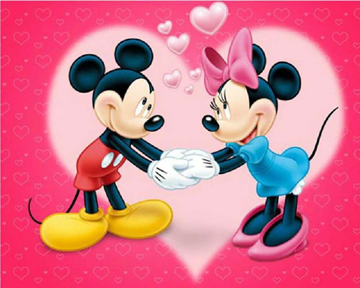 Movas Sanat Mickey ve Minnie Aşkı Elmas Mozaik Tablo / Boncuk Yapıştırma 50x35cm E20202927M