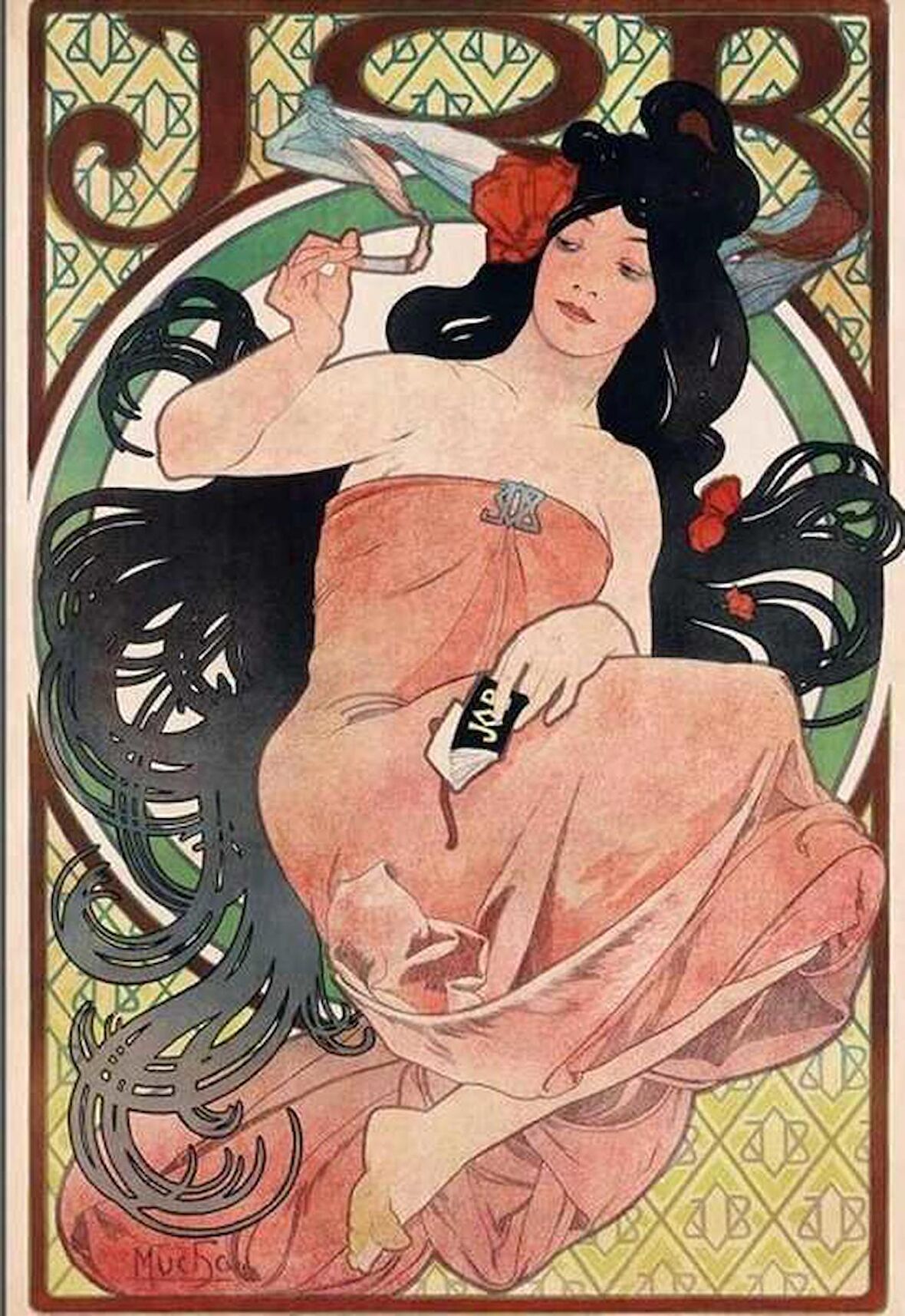 Movas Sanat Alphonse Mucha Sigara Kağıdı Elmas Mozaik Tablo / Boncuk Yapıştırma 40x60cm E20203005M