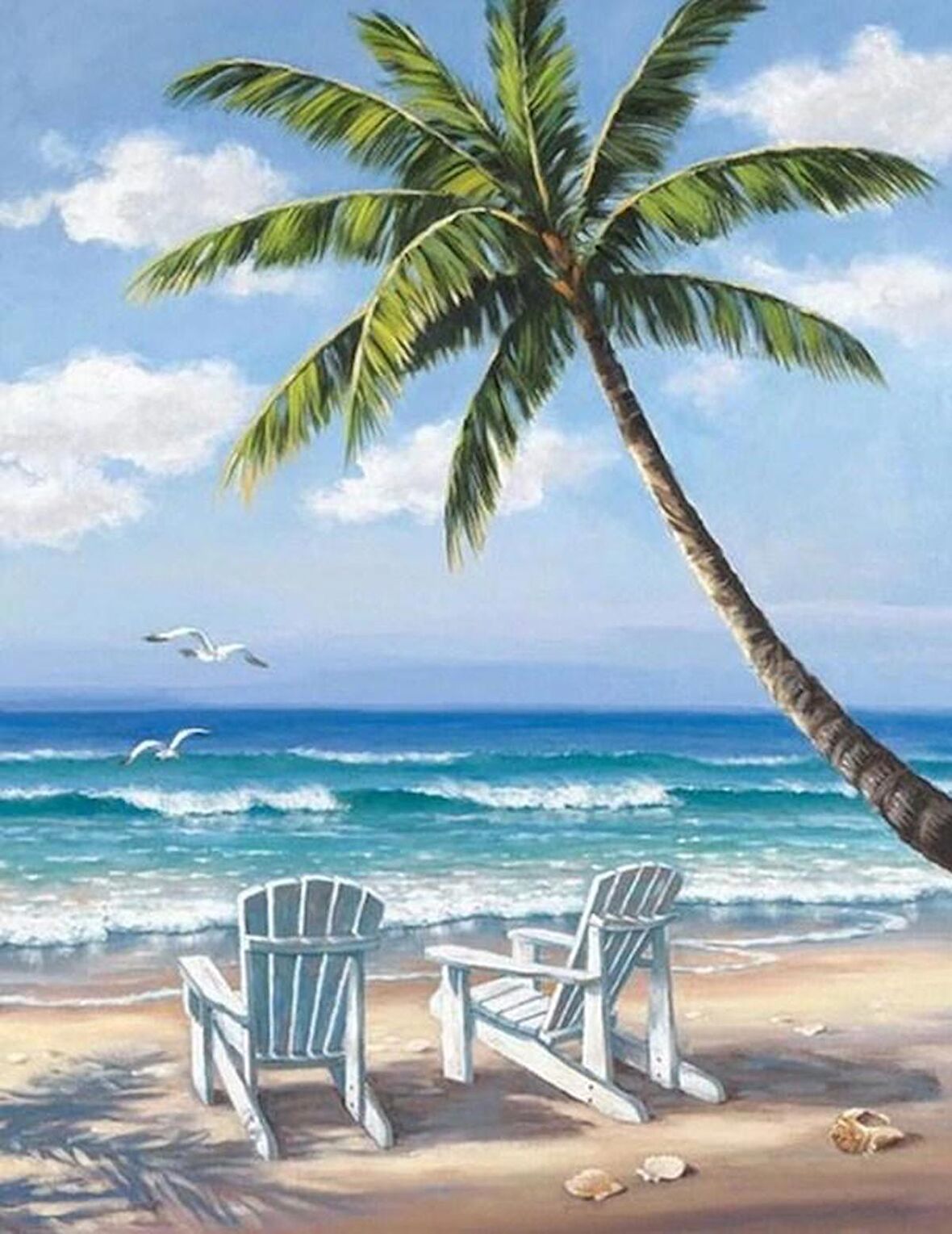 Movas Sanat Plajda 2 Şezlong Diamond Painting 35x45cm E20203405
