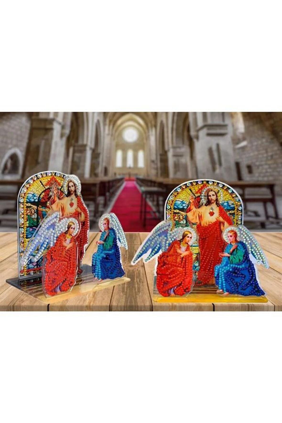 Hz. İsa Ve Melekler Masaüstü 3 Boyutlu Elmas Mozaik / Biblo