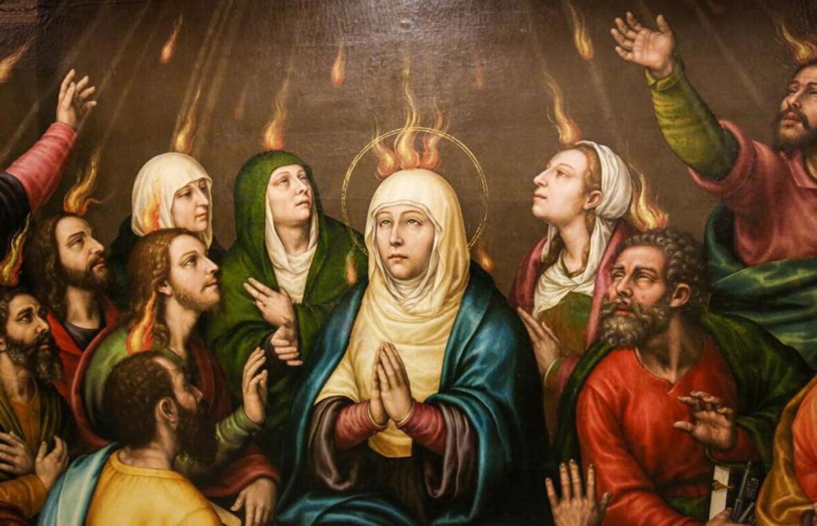 Movas Sanat Hz. Meryem ve Pentecost Havarileri Elmas Mozaik Tablo / Mozaik Puzzle 51x33cm E2020218