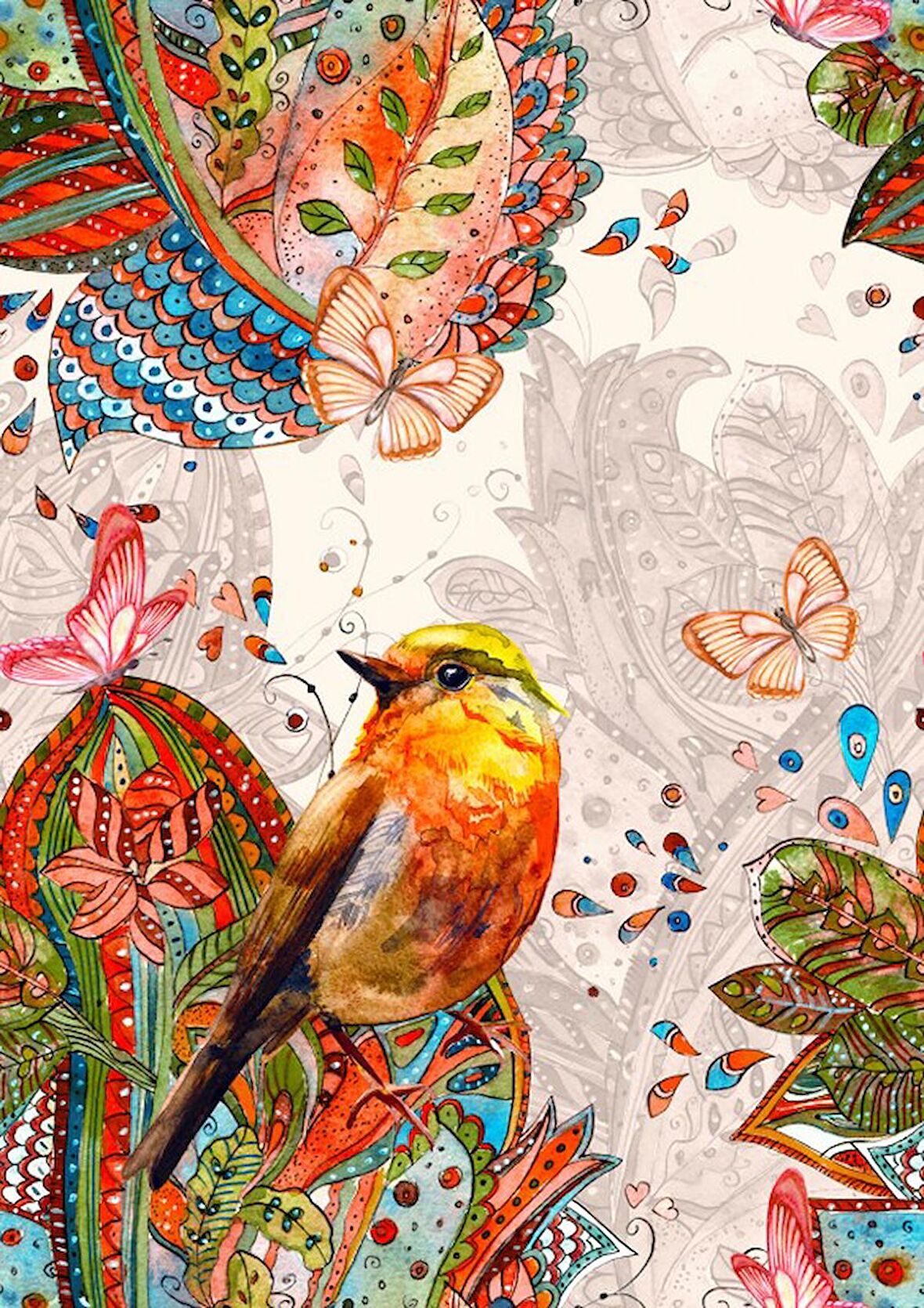 Movas Sanat Kuşlar ve Kelebekler Elmas Mozaik Tablo / Hobi / Mozaik Puzzle 39x56cm E2020390
