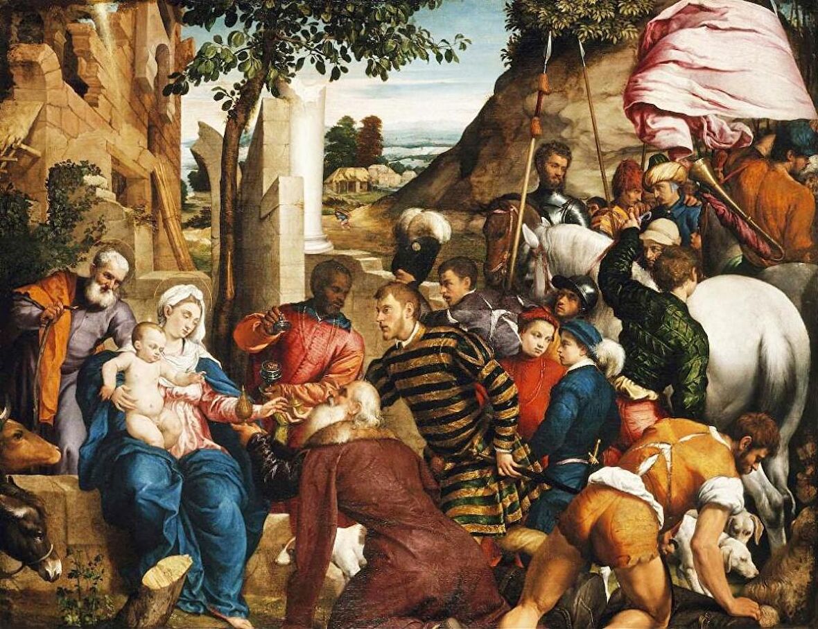 Movas Sanat Kralların Tazimi - Jacopo Da Ponte Bassano Elmas Mozaik Tablo / Puzzle 50x38cm E2020617