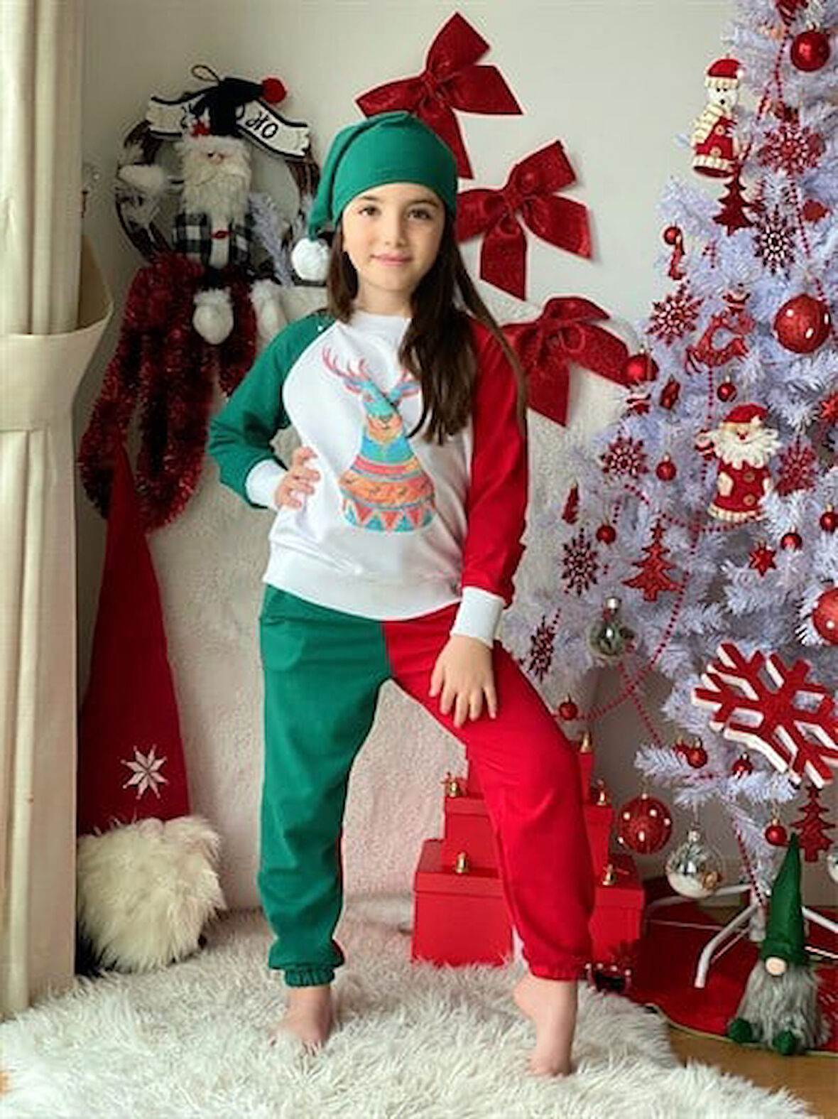 Yeni Yıl Geyik Ho Ho 3 Parça Takım