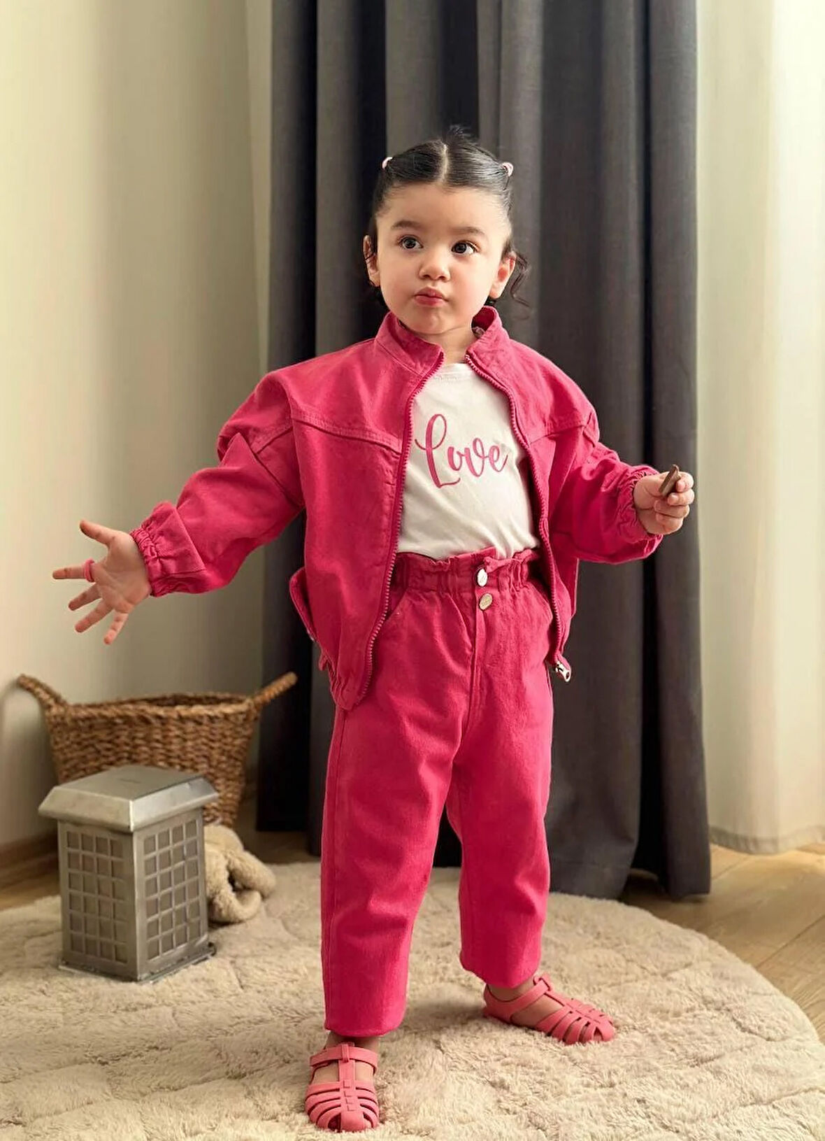 Love Kot Ceketli 3'lü Kız Takım