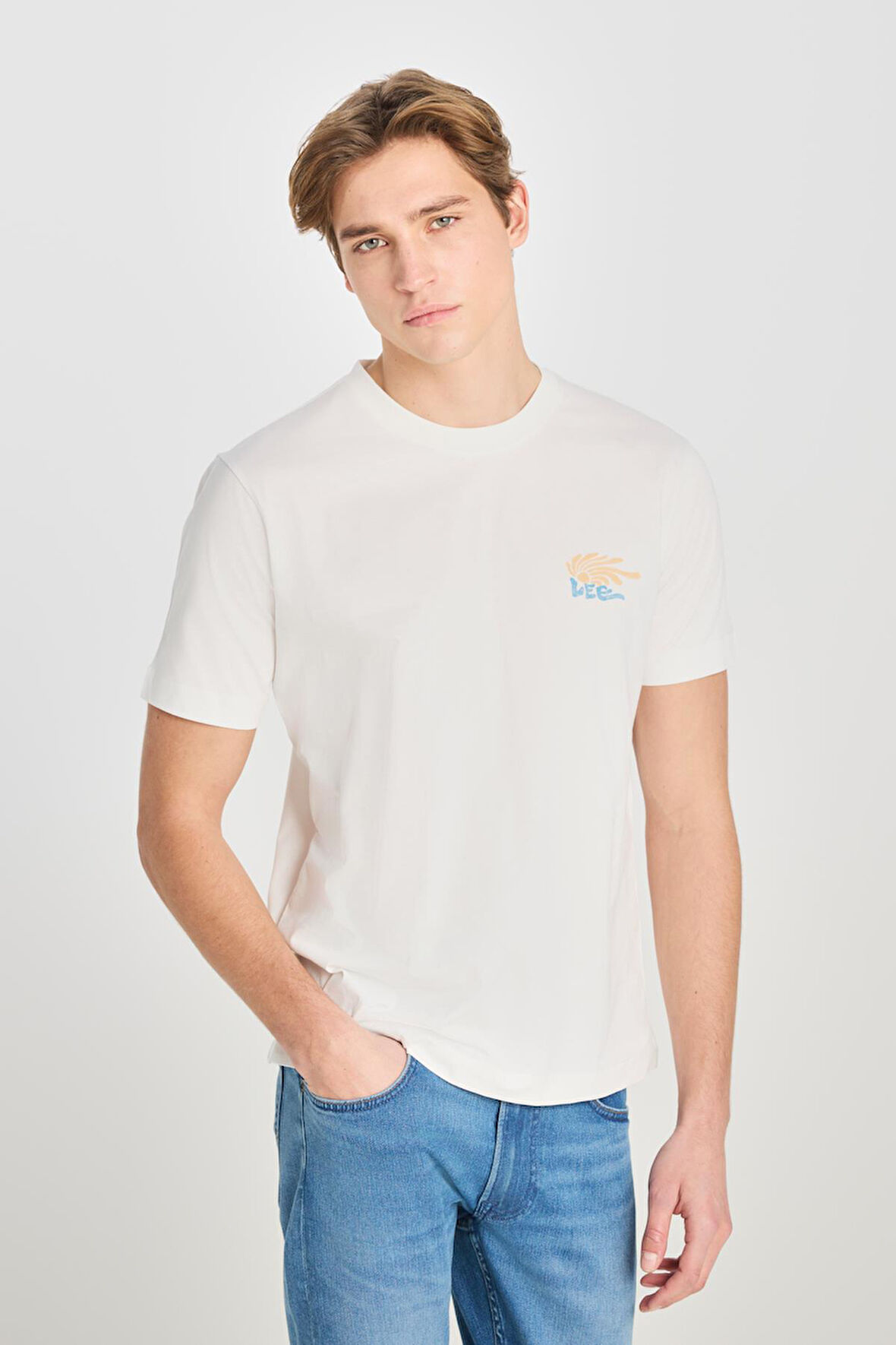 Regular Fit Grafik Baskılı T-shirt Ecru