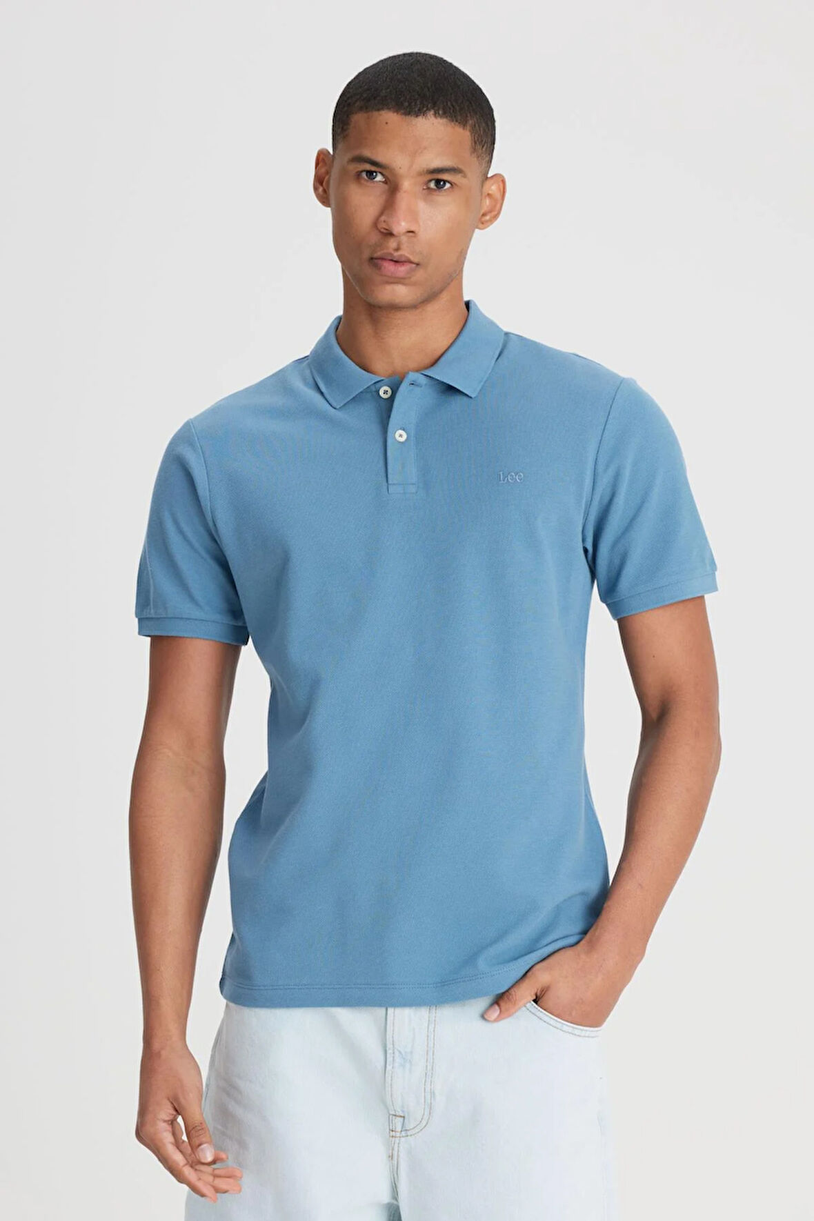 Erkek Regular Fit Polo T-shirt Blue