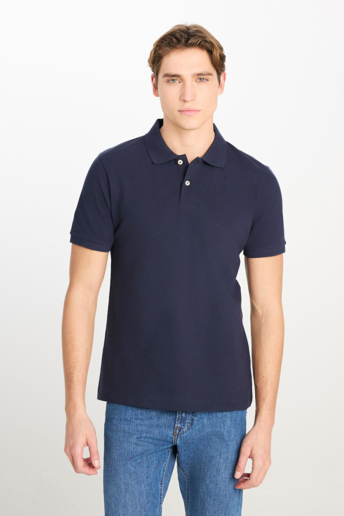 Erkek Regular Fit Polo T-shirt Navy