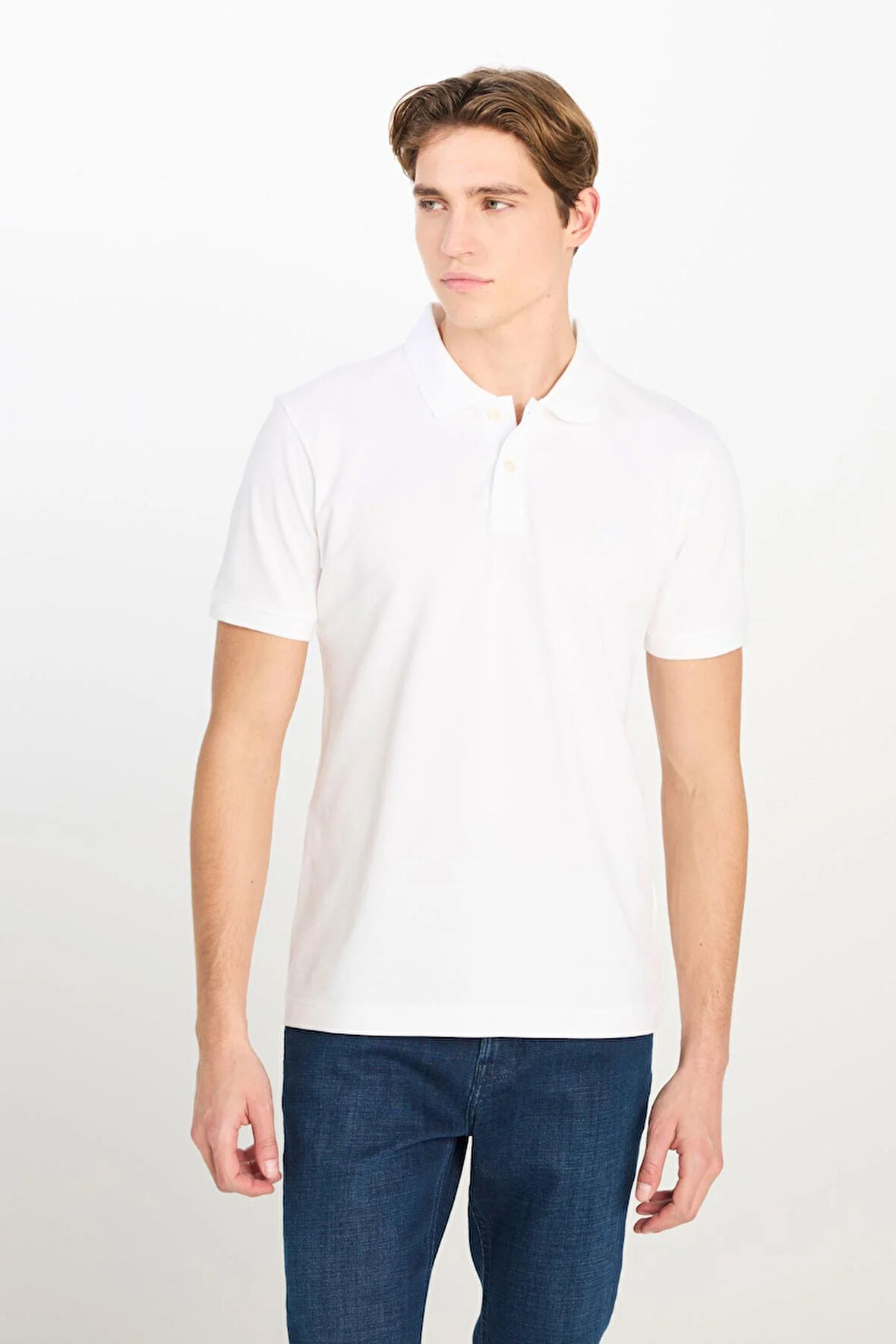 Erkek Regular Fit Polo T-shirt OffWhite