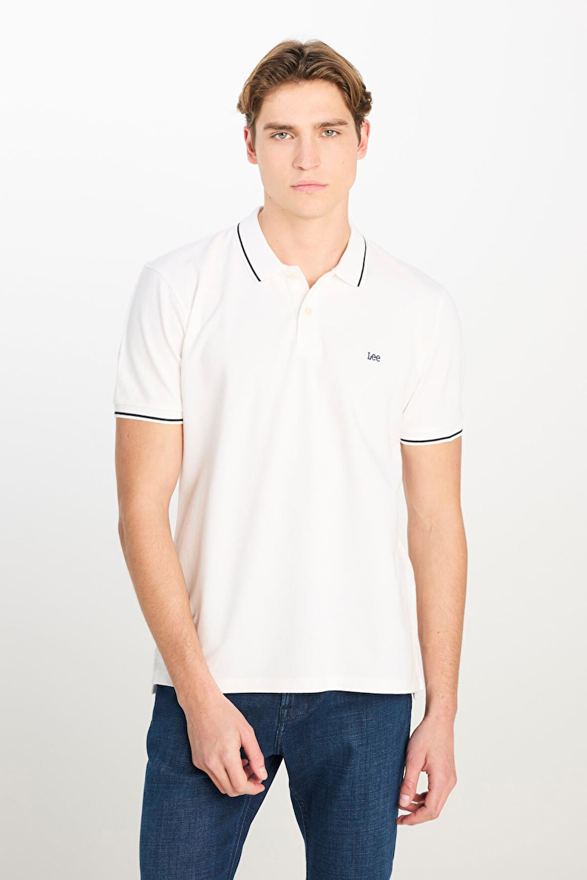Erkek Regular Fit Polo T-shirt Bright White