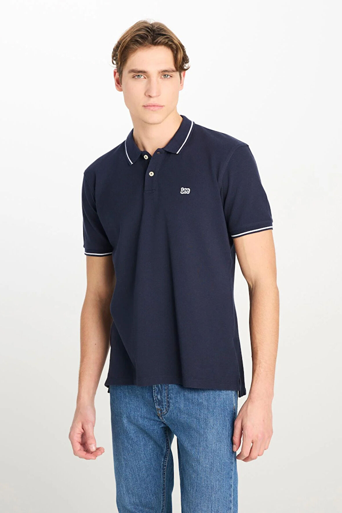 Erkek Regular Fit Polo T-shirt Navy