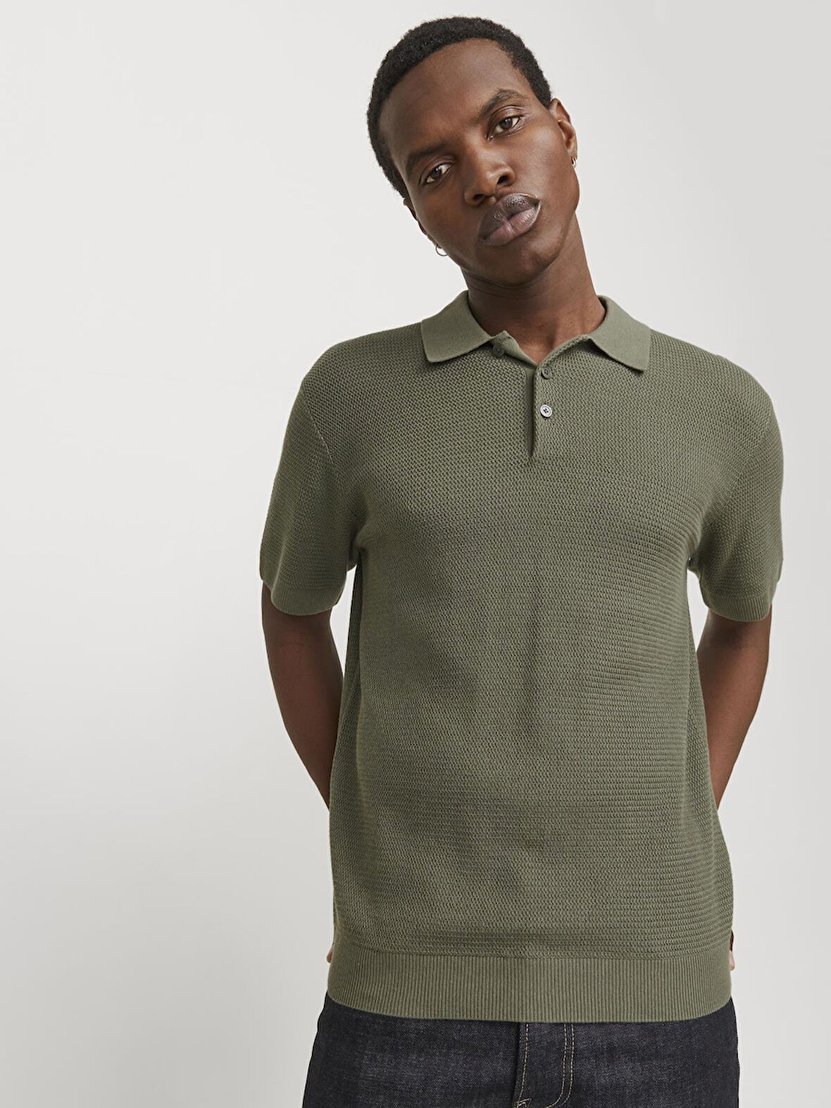 JPRCCCOOPER KNIT POLO SS SN Tea Leaf