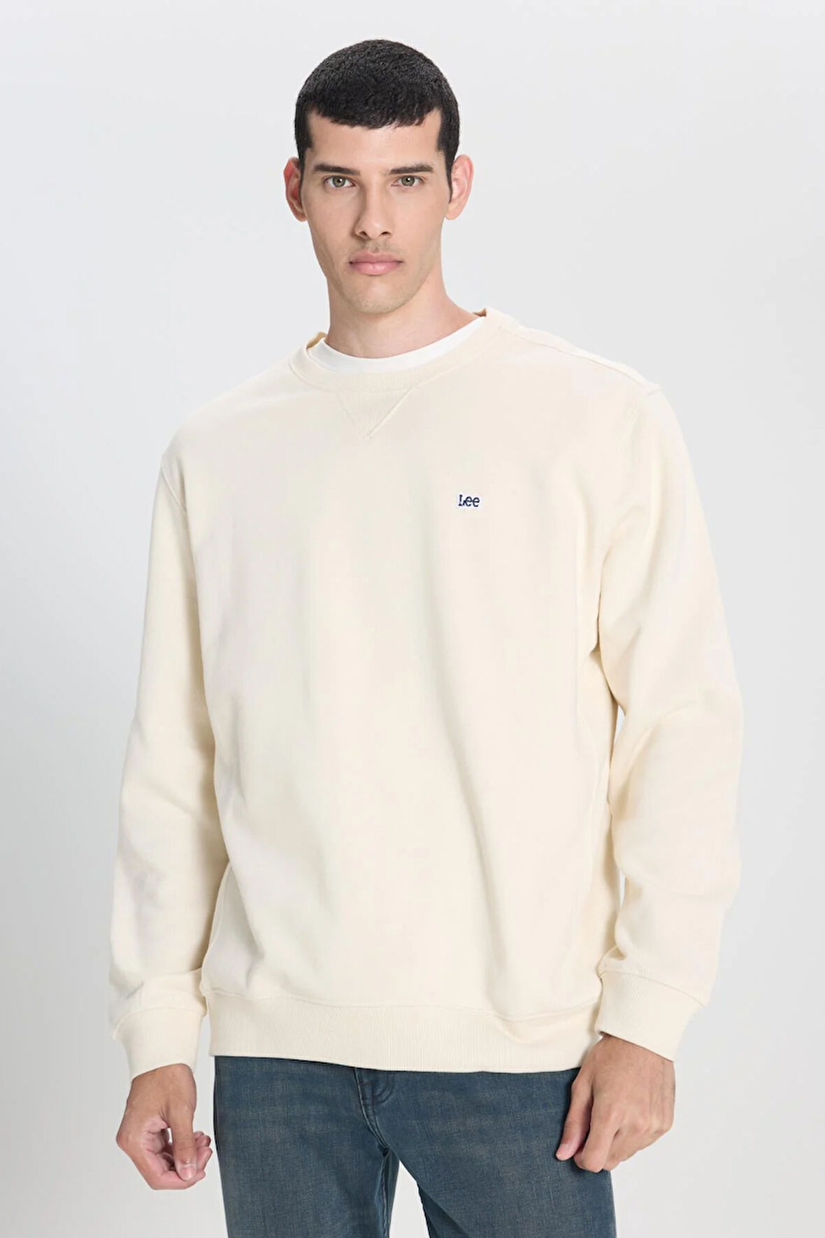 Bisiklet Yaka Sweatshirt Off White