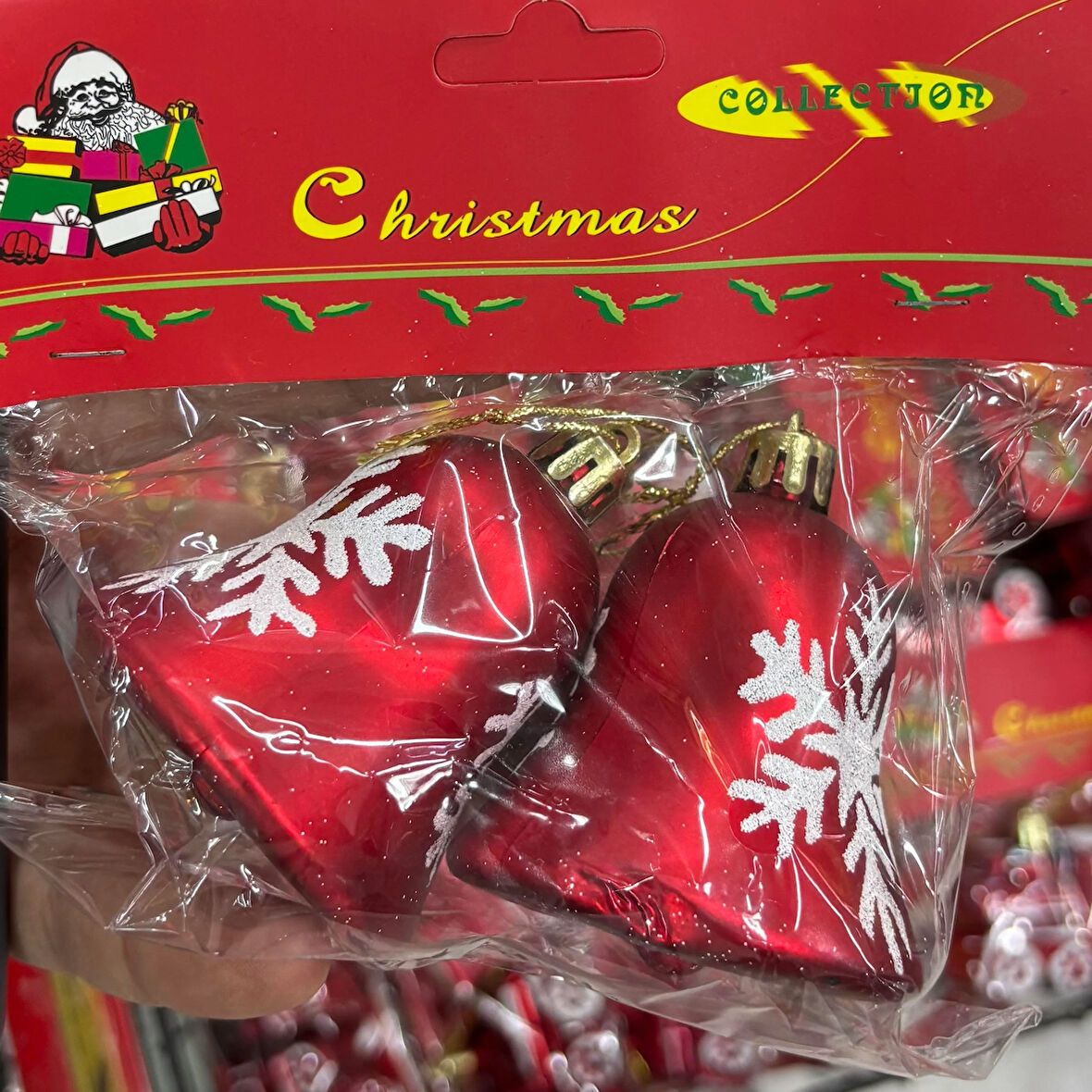 7 cm 2'li Yılbaşı Ağacı Çanı Kırmızı Beyaz