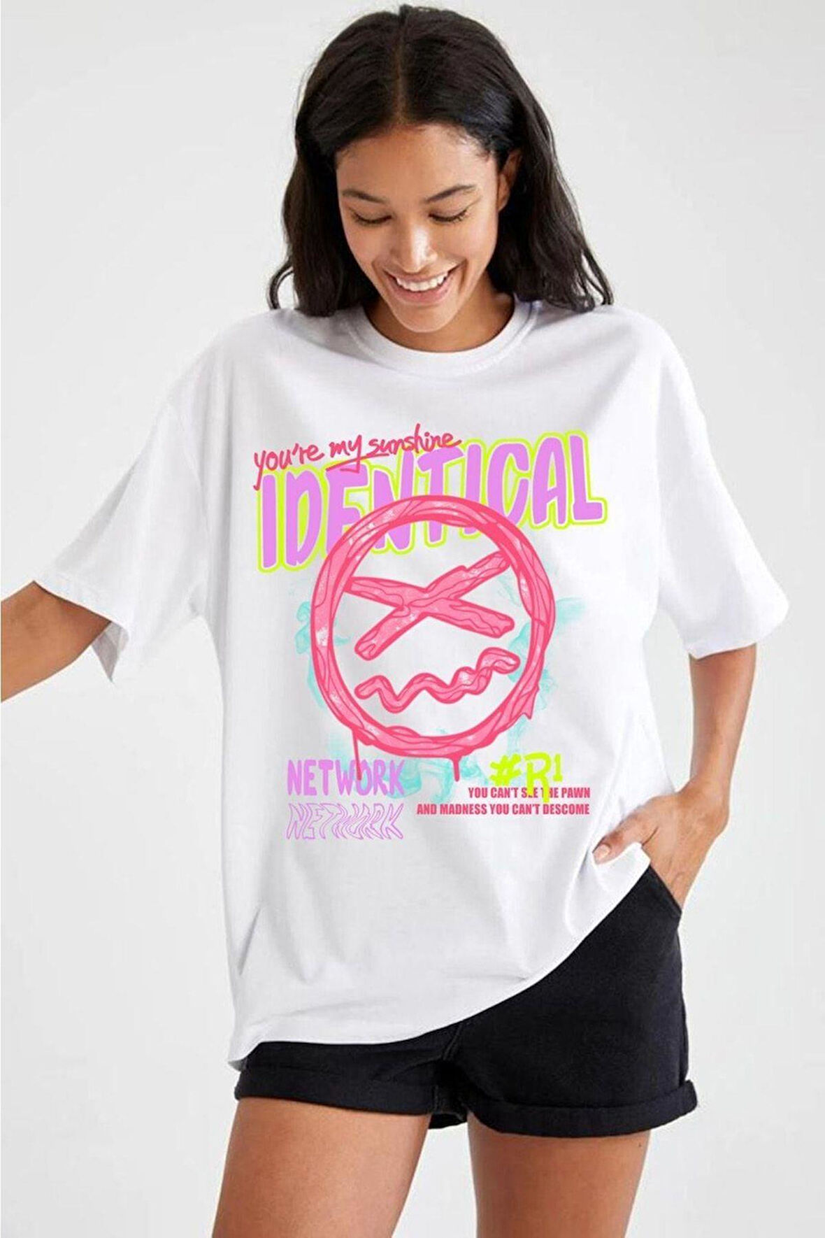 %100 Pamuk Süper Kalite Penye Oversize Baskılı T-shirt