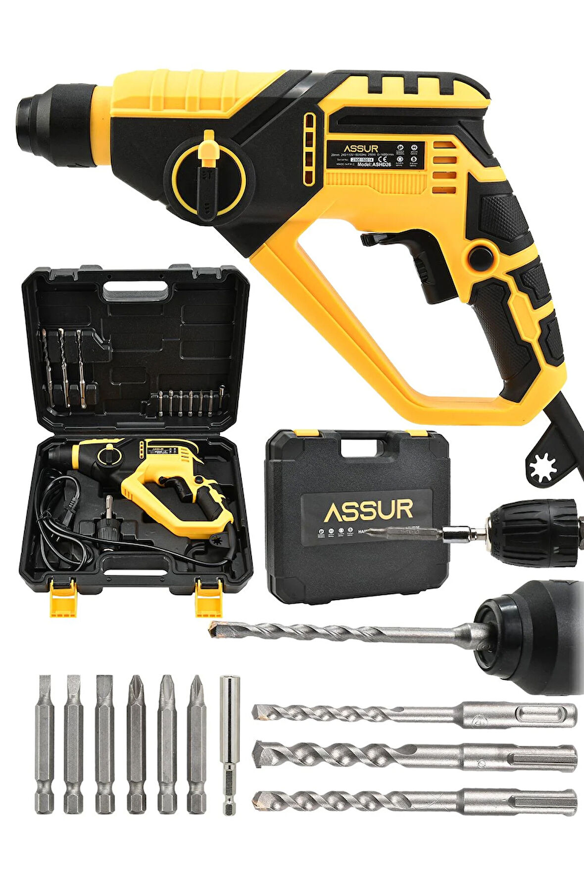 Assur Profesyonel 250W 2 Kademeli Bakır Sargılı Darbeli Kırıcı Delici Hilti